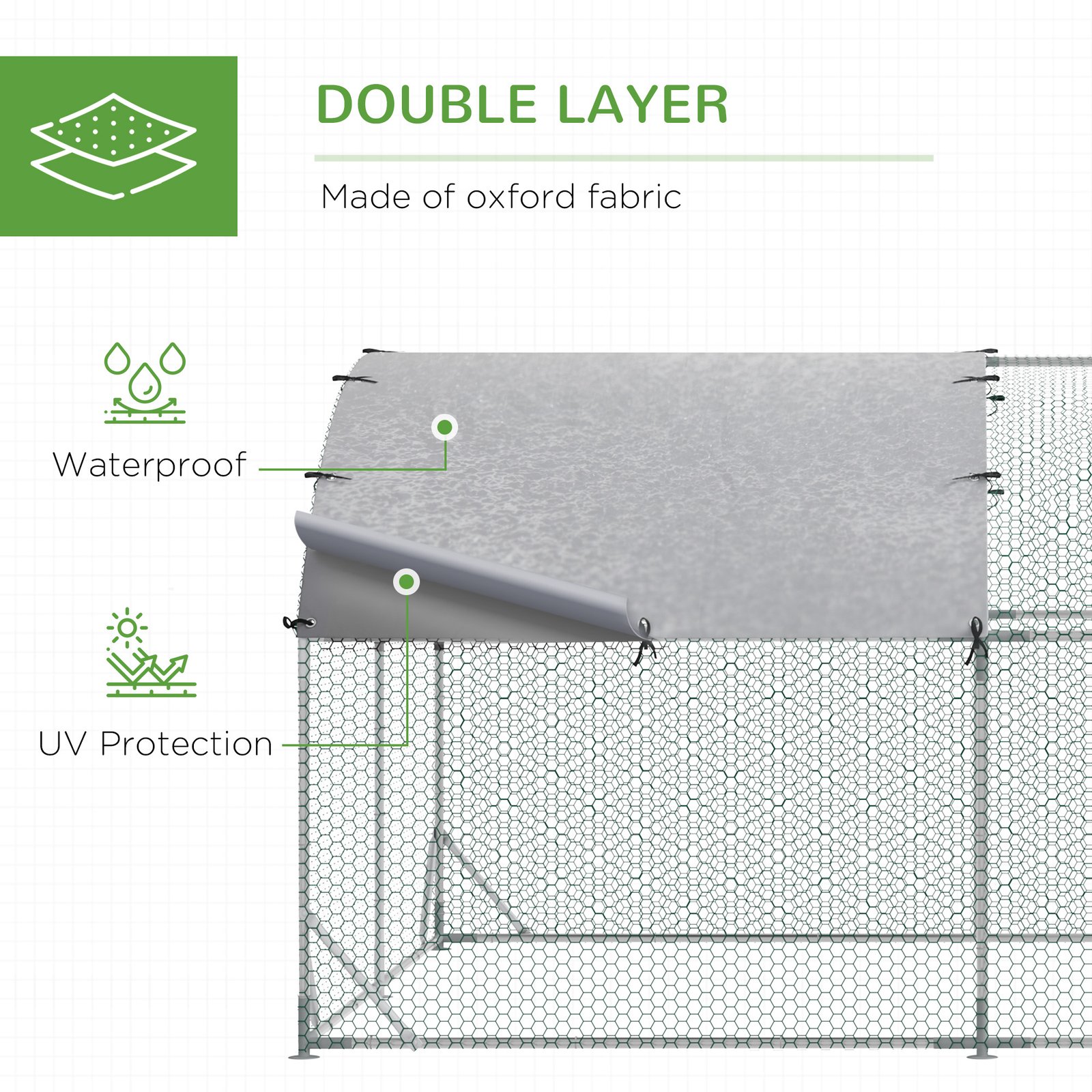 Large Galvanised Chicken Coop with Cover 5.7x2.8x2m Outdoor for Hens - Silver Grey - Image 4