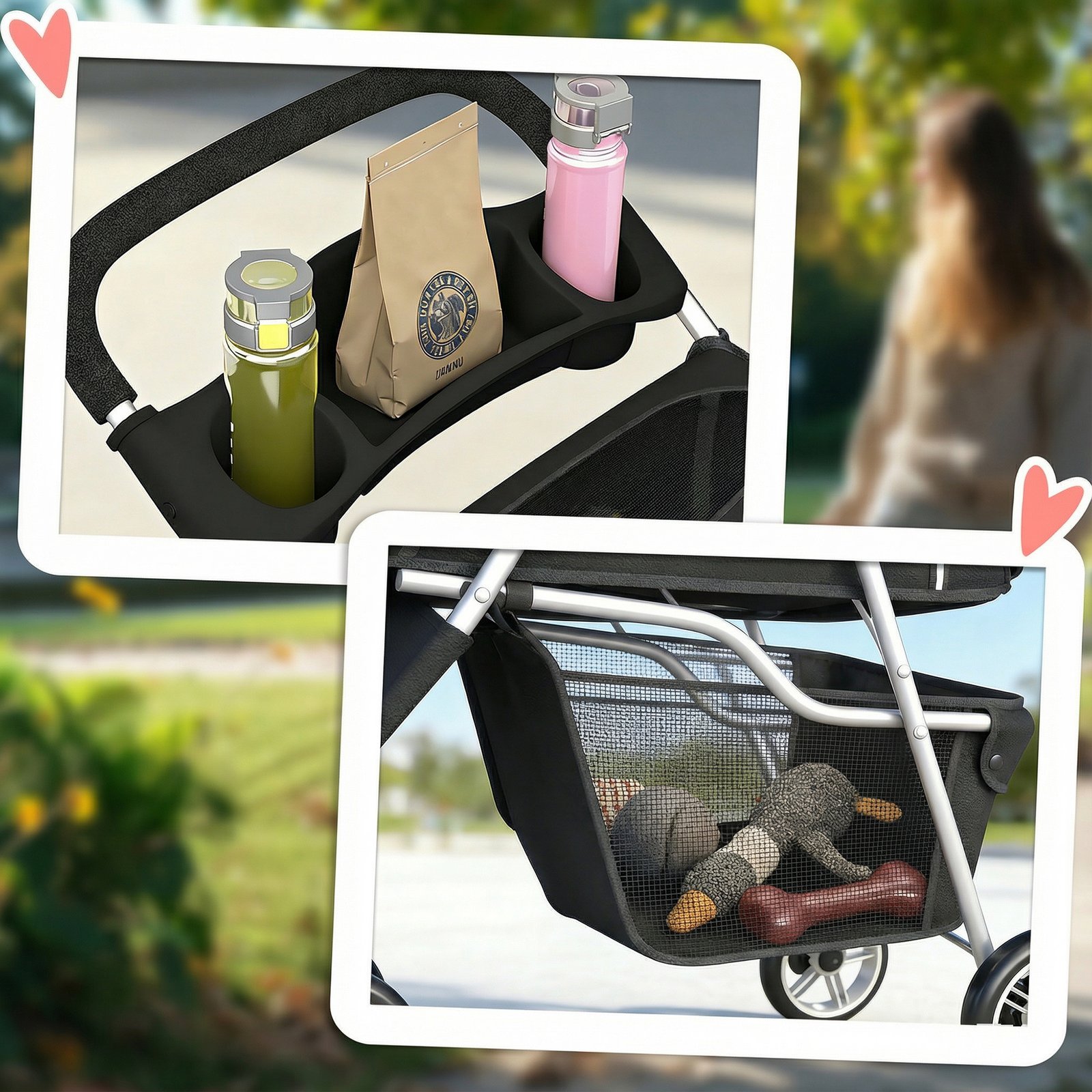 3 Wheel Pet Stroller for Small and Miniature Dogs, Black - Image 8