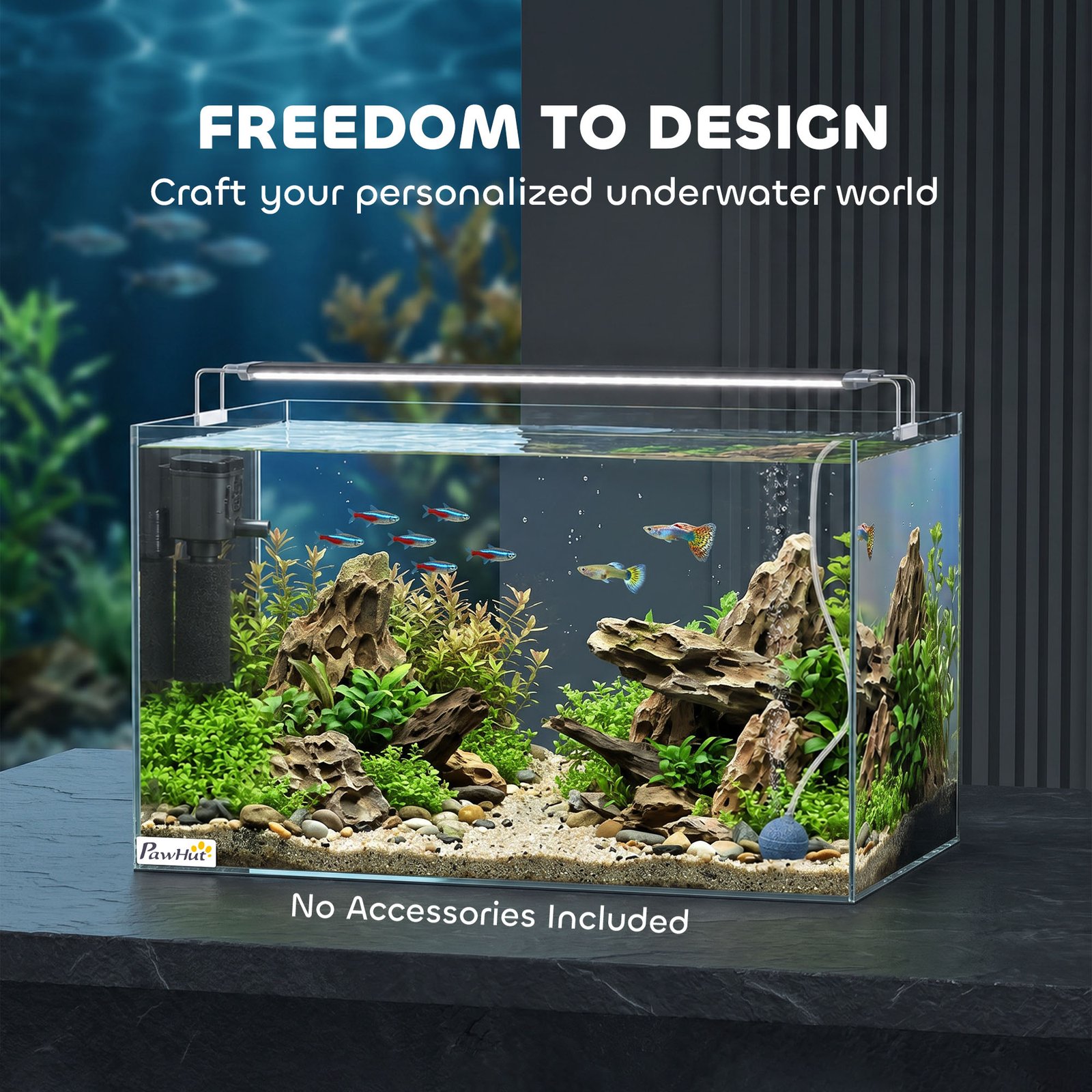 Fish Tank Bare Glass for DIY Glass Aquarium with Protective Base Mat 43L Transparent for Fish Shrimps