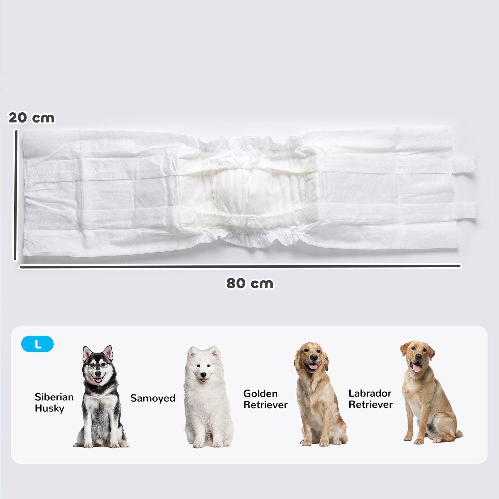 Dog Diapers Super Absorbent Leak-Proof Dog Nappies for Male Dogs Size L 62-80 cm Waist - Image 3