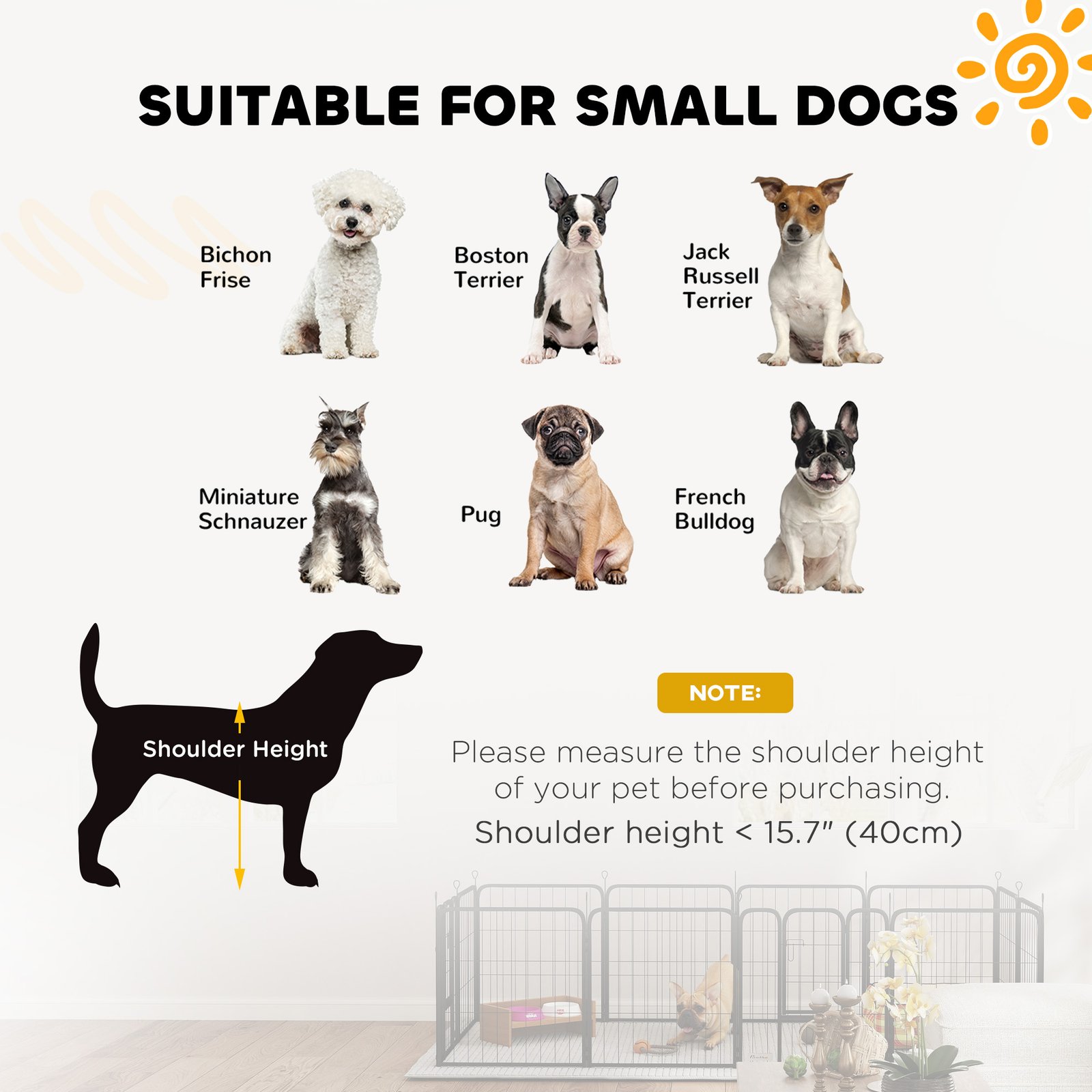 Two-Piece Dog Pen Expansion Pack for Small Dogs, 60cm Tall Animal Pen with Three Connecting Stakes
