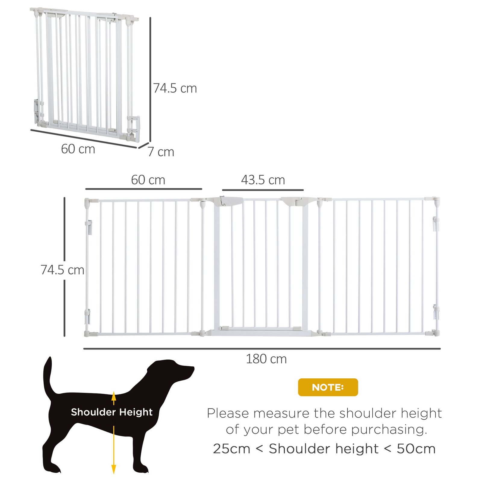 Pet Safety Gate, 3 Panels Playpen Fireplace, Foldable Metal Fence, Stair Barrier, Room Divider, Fire Guard w/ Automatic Closing Door, White - Image 3