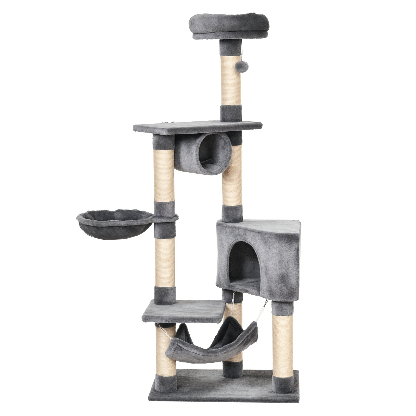 Cat Tree for Indoor Cats Condo Tower Multi-level Height 150CM Kittens Activity Stand House with Toys & Various Scratching Posts