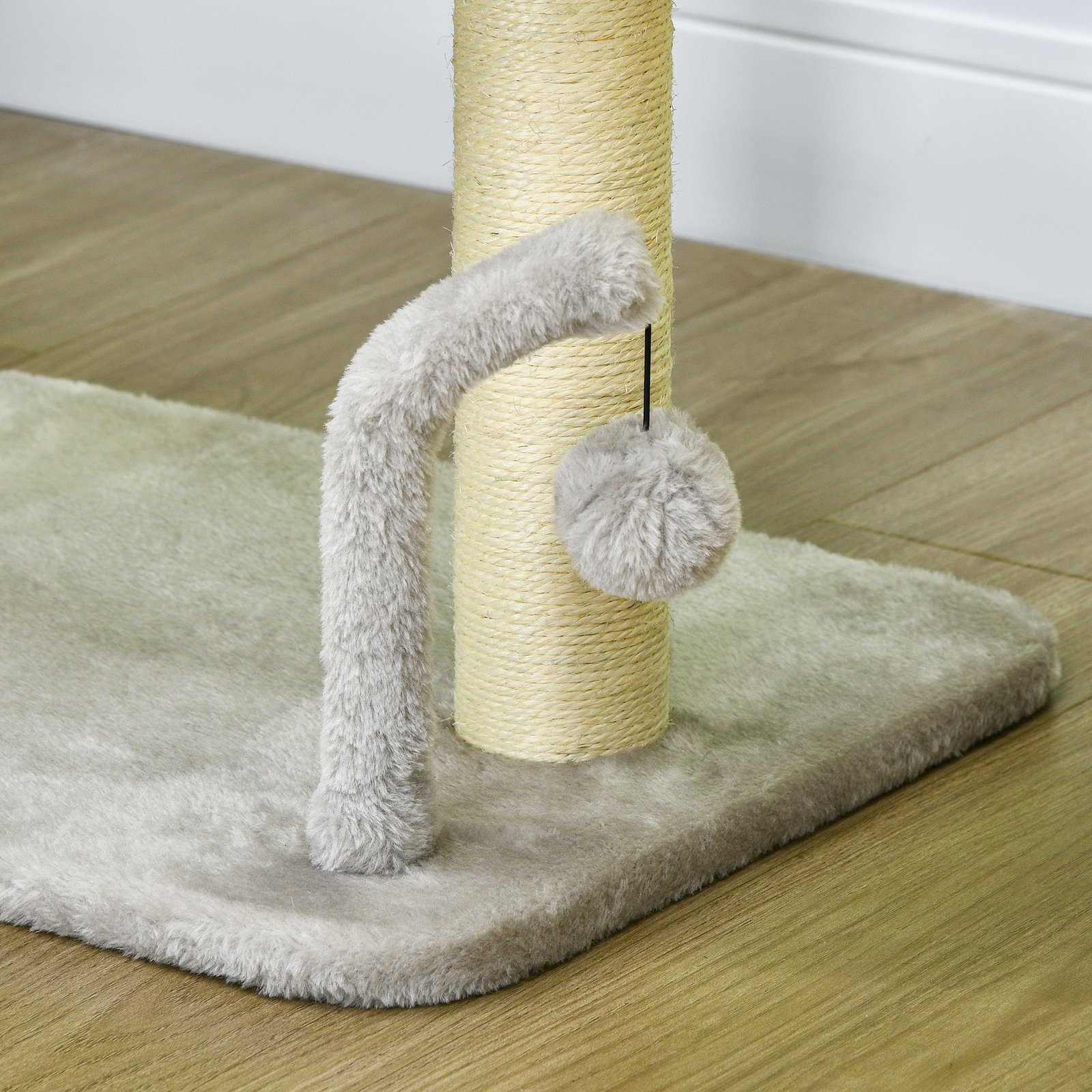 42cm Indoor Cat Tree, with Toy Balls, Sisal Scratching Post - Light Grey - Image 7