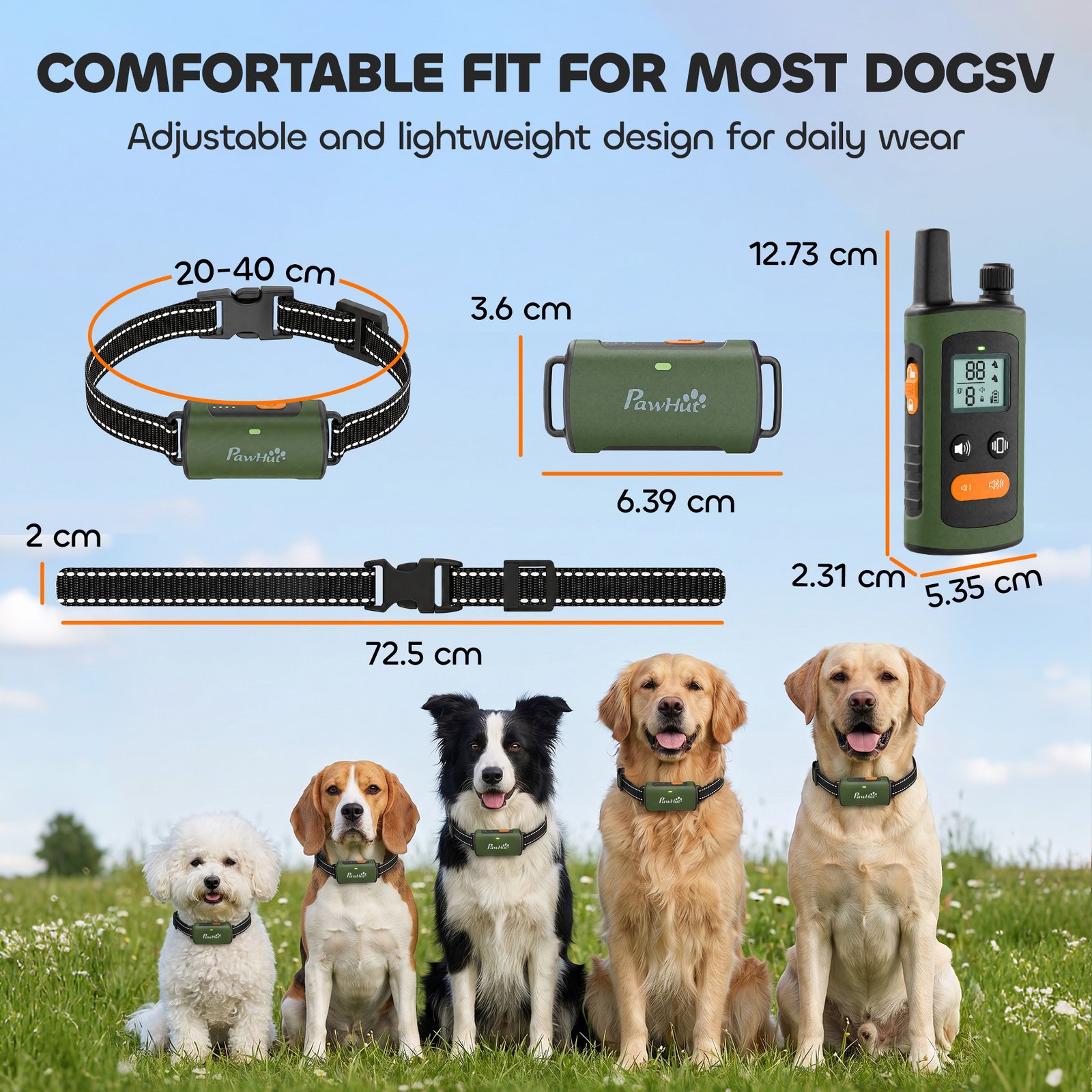 Dog Training Collar with 3200Ft Remote Range, Anti Barking Device with 3 Modes, IPX7 Waterproof, Rechargeable