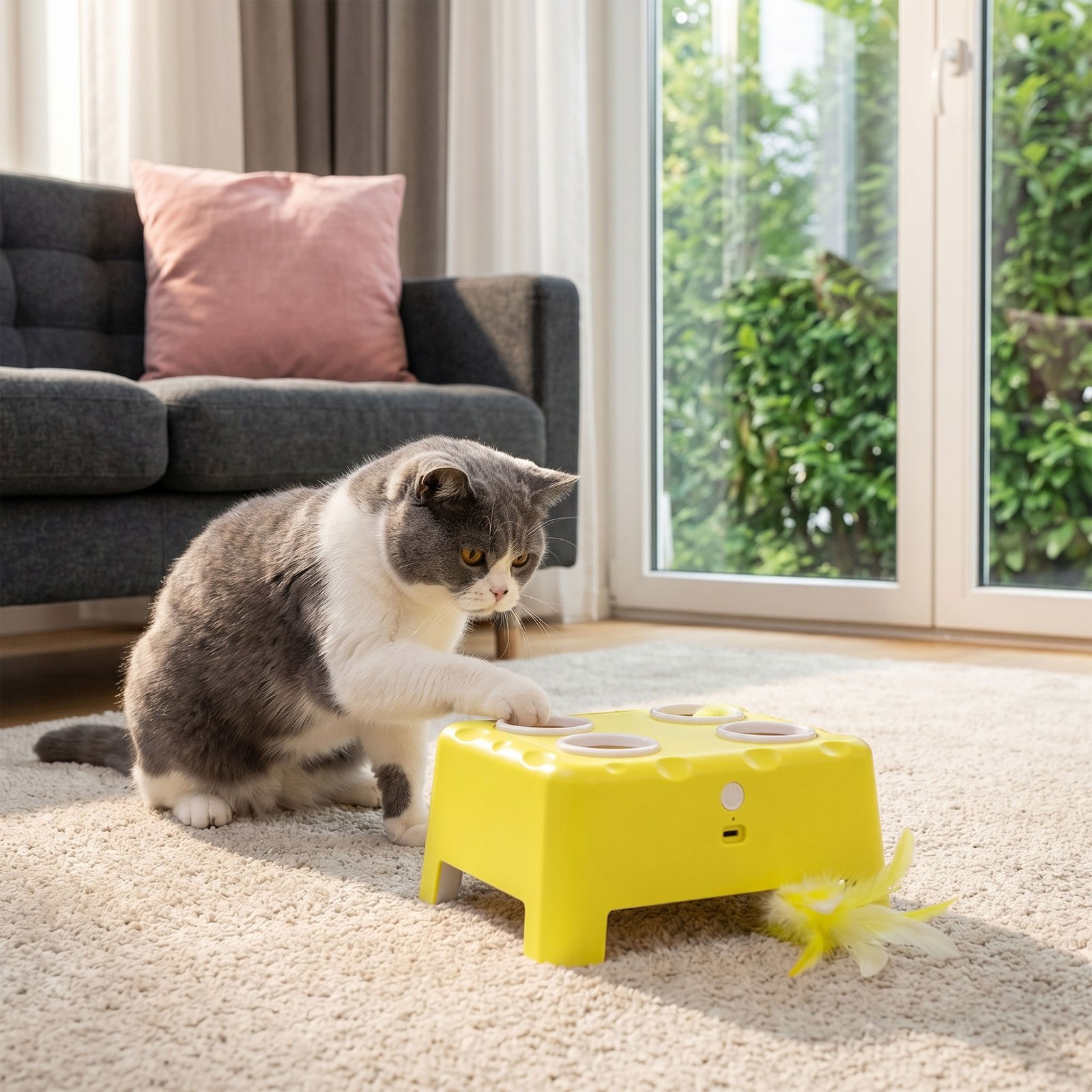 3 in 1 Interactive Cat Toys with Mouse & Feather Teaser Toy Rechargeable Automatic for Indoor Kittens & Adult Cats - Image 8