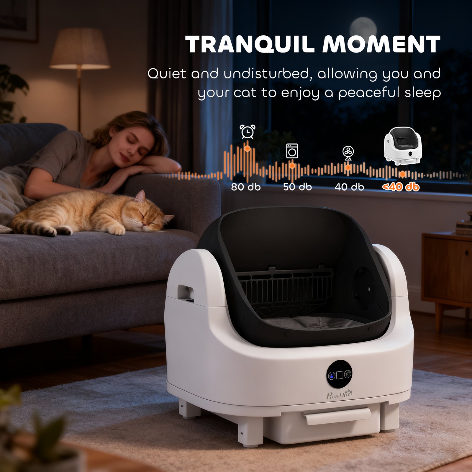 Self Cleaning Cat Litter Tray Top Opening Design, Automatic Litter Box More Space with Integrated Security Protection