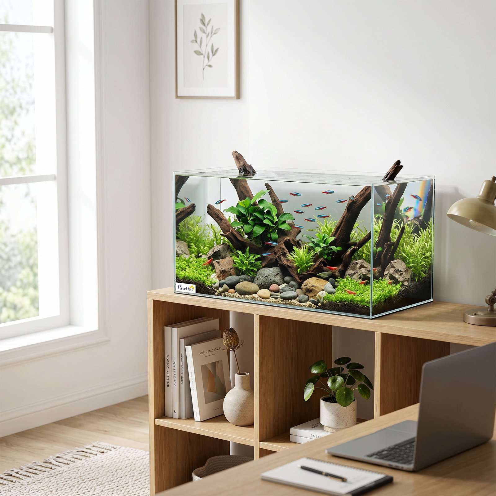 Fish Tank Bare Glass for DIY Glass Aquarium with Protective Base Mat 51L Transparent for Fish Shrimps