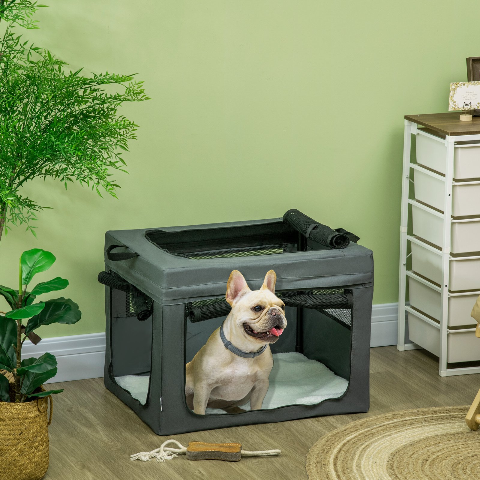 69cm Pet Carrier, with Cushion, for Miniature and Small Dogs - Grey - Image 9