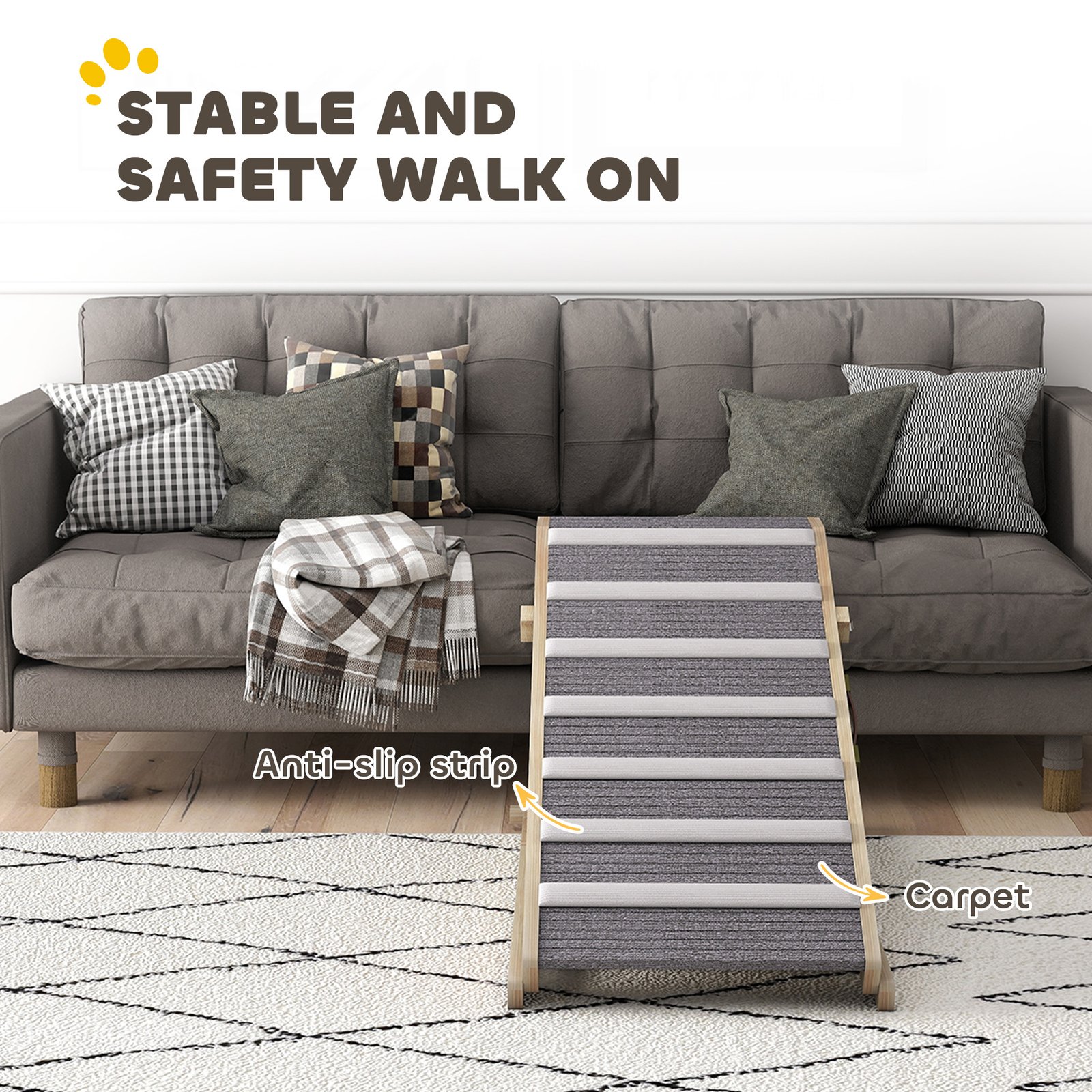 Dog Ramp for Couch, Adjustable Folding Pet Ramp, 4 Adjustable Height Dog Climbing Ladder, 35/43/47/50 cm Height - Image 5