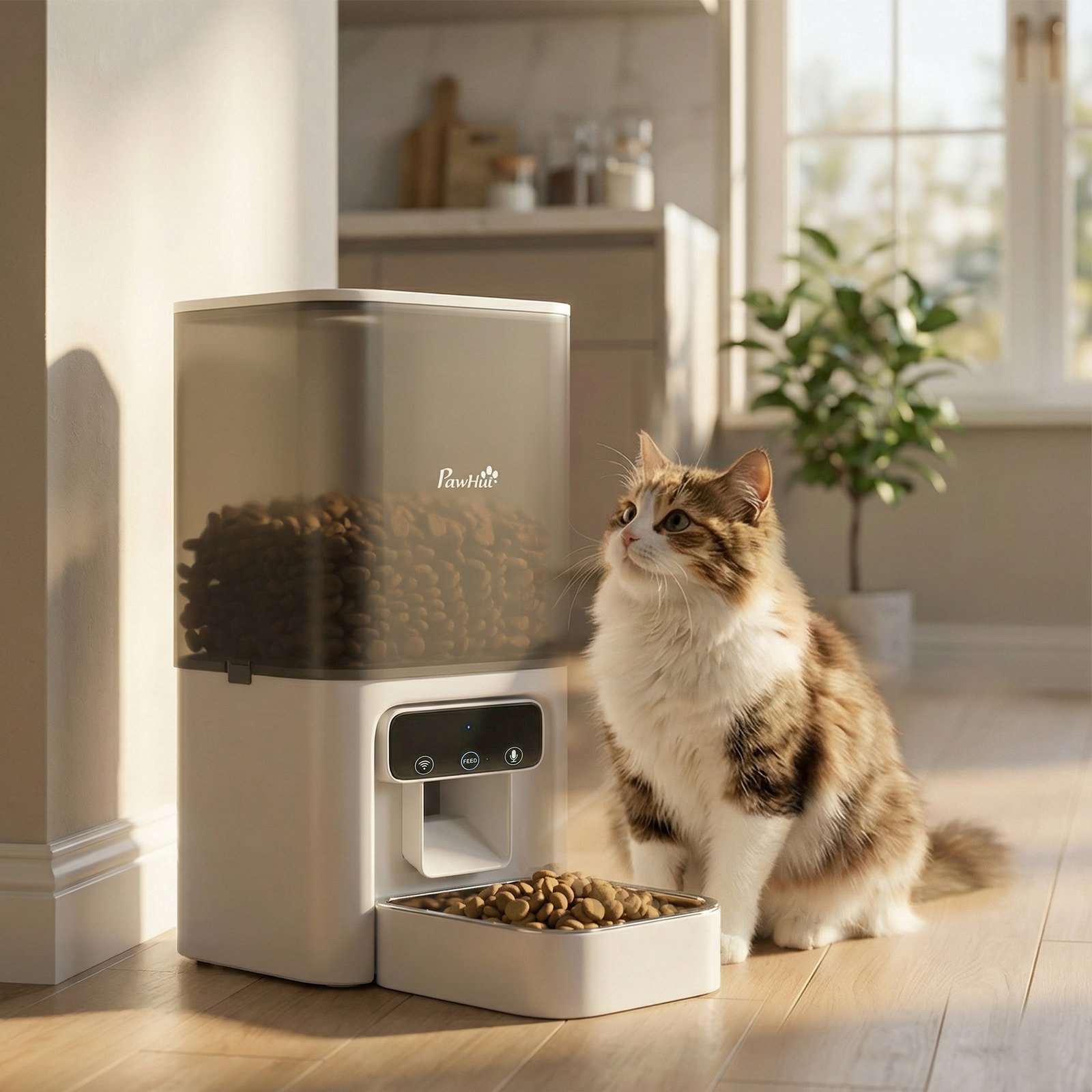 Automatic Cat Feeder, 4.5L WiFi Cat Food Dispenser with Timer, Programmable 1-10 Meals, Auto Pet Feeder