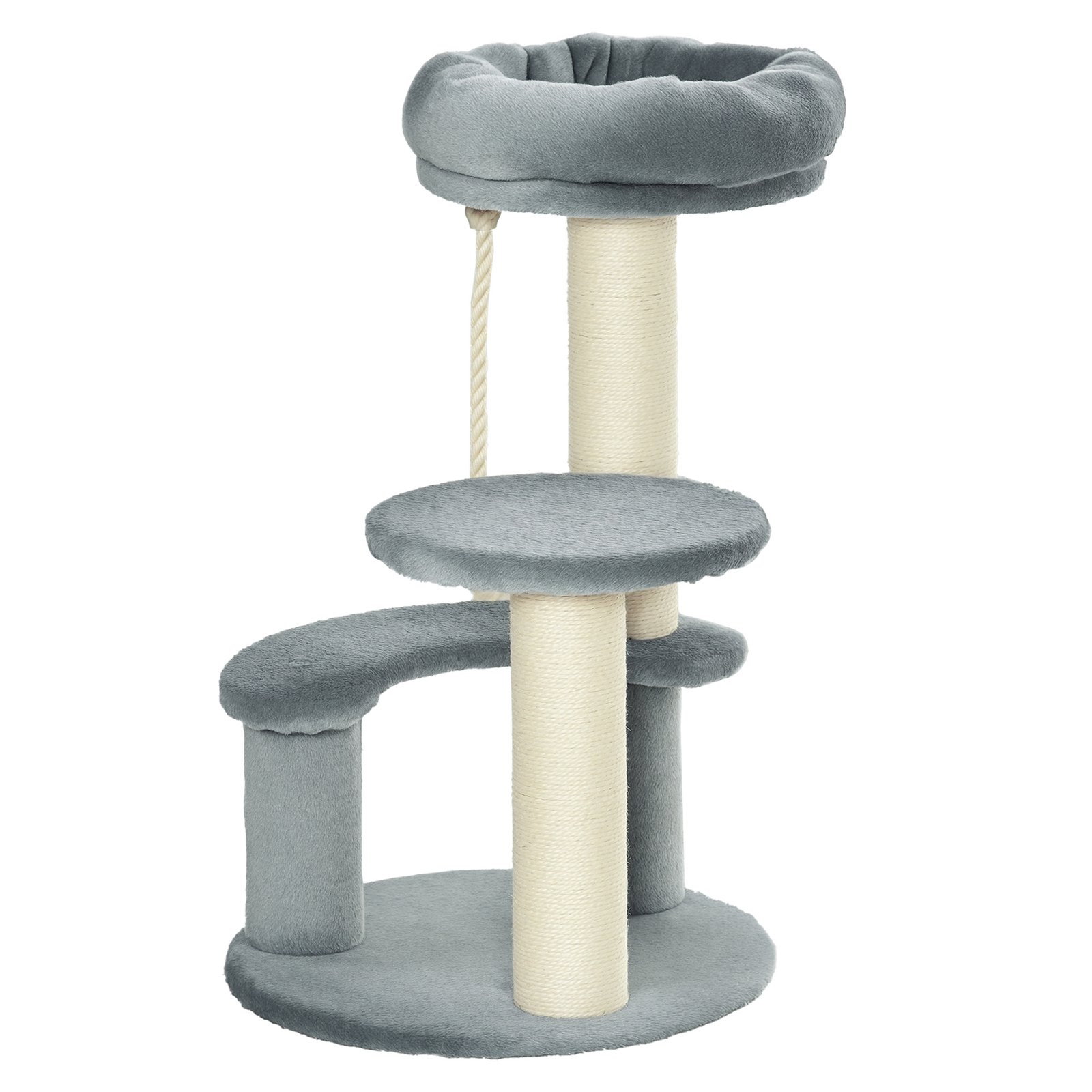 65cm Cat Tree, Cat Tower for Kittens, Small Cat Condo with Sisal Scratching Posts, Hanging Rope, Perches - Grey