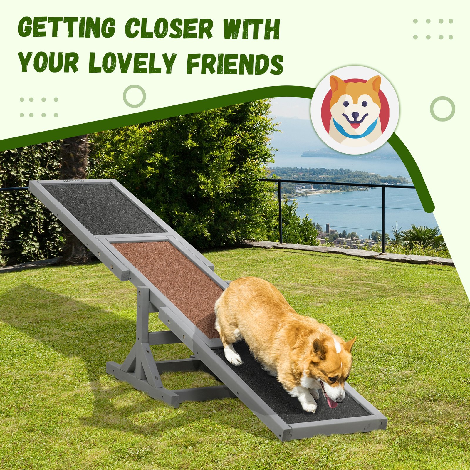 Wooden Pet Seesaw for Big Dogs, Dog Agility Equipment with Anti-Slip Surface - Grey - Image 6