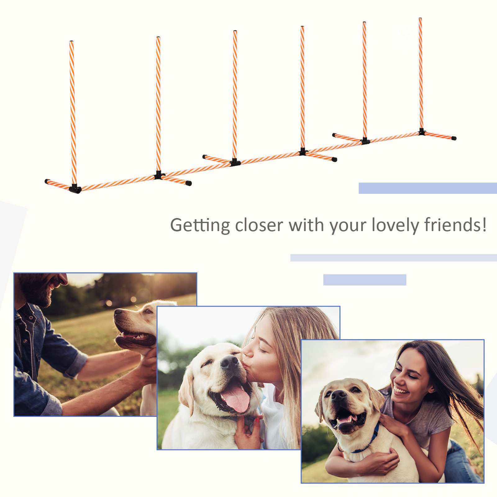 Dog Agility Equipment Pet Outdoor Training Play Run Obstacle w/ 6 Weaves Poles Whistle Carrying Bag - Image 6