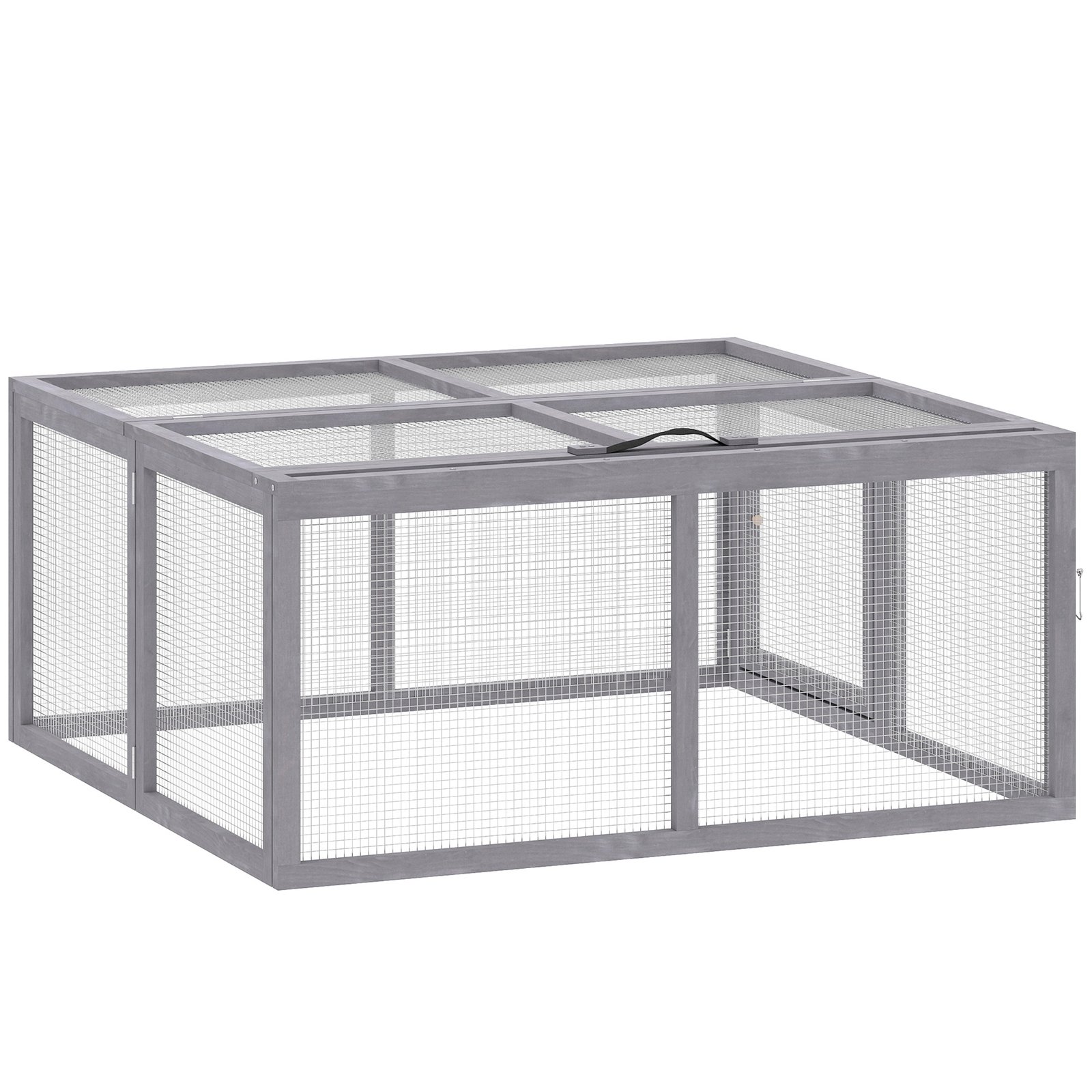 Rabbit Hutch Outdoor, Foldable Guinea Pig Hutch with Openable Top, for 3 Bunnies, Ducks, Chickens, 110 x 105 x 50 cm