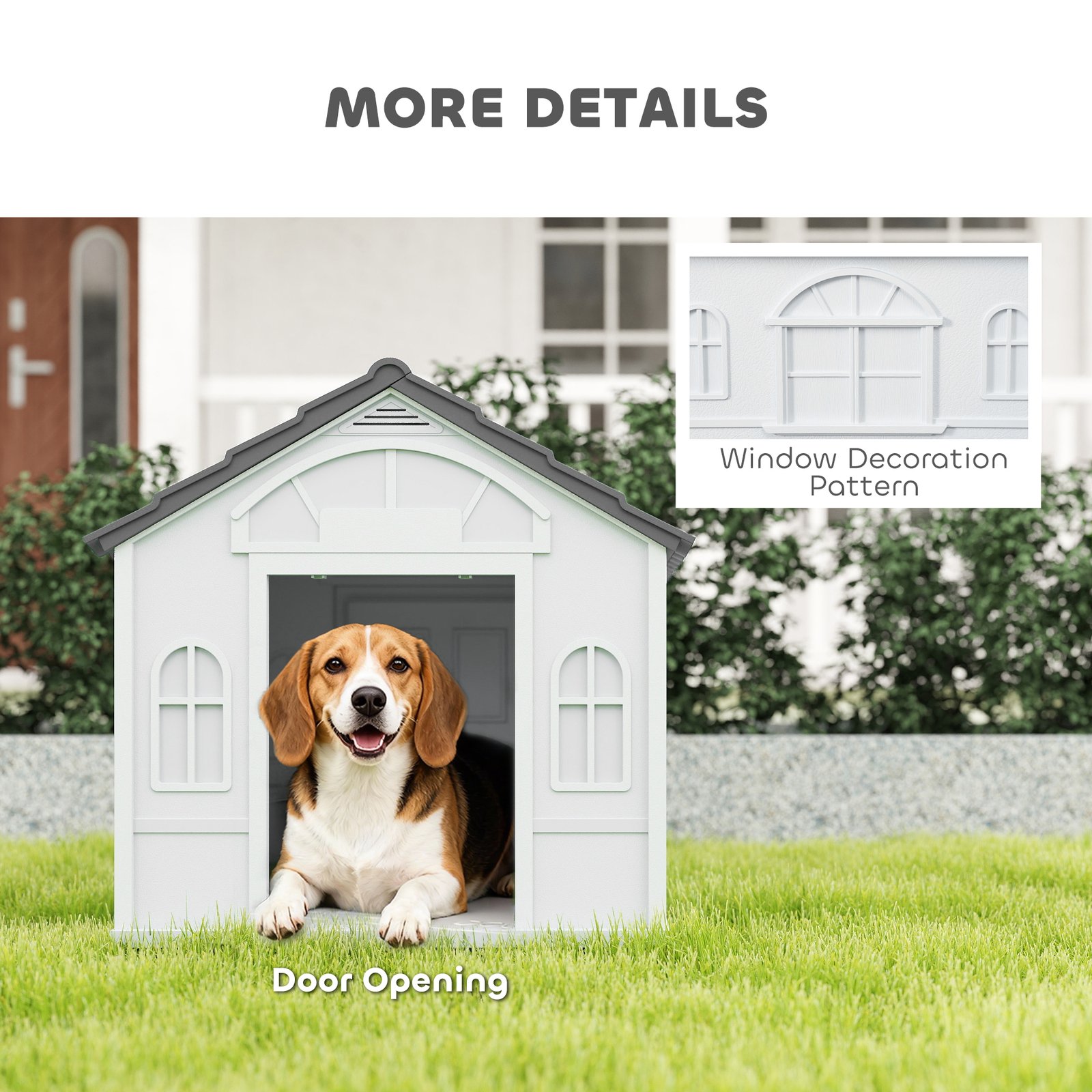Plastic Weather-Resistant Dog House, for Indoors and Outdoors, Medium Dogs - Grey - Image 6