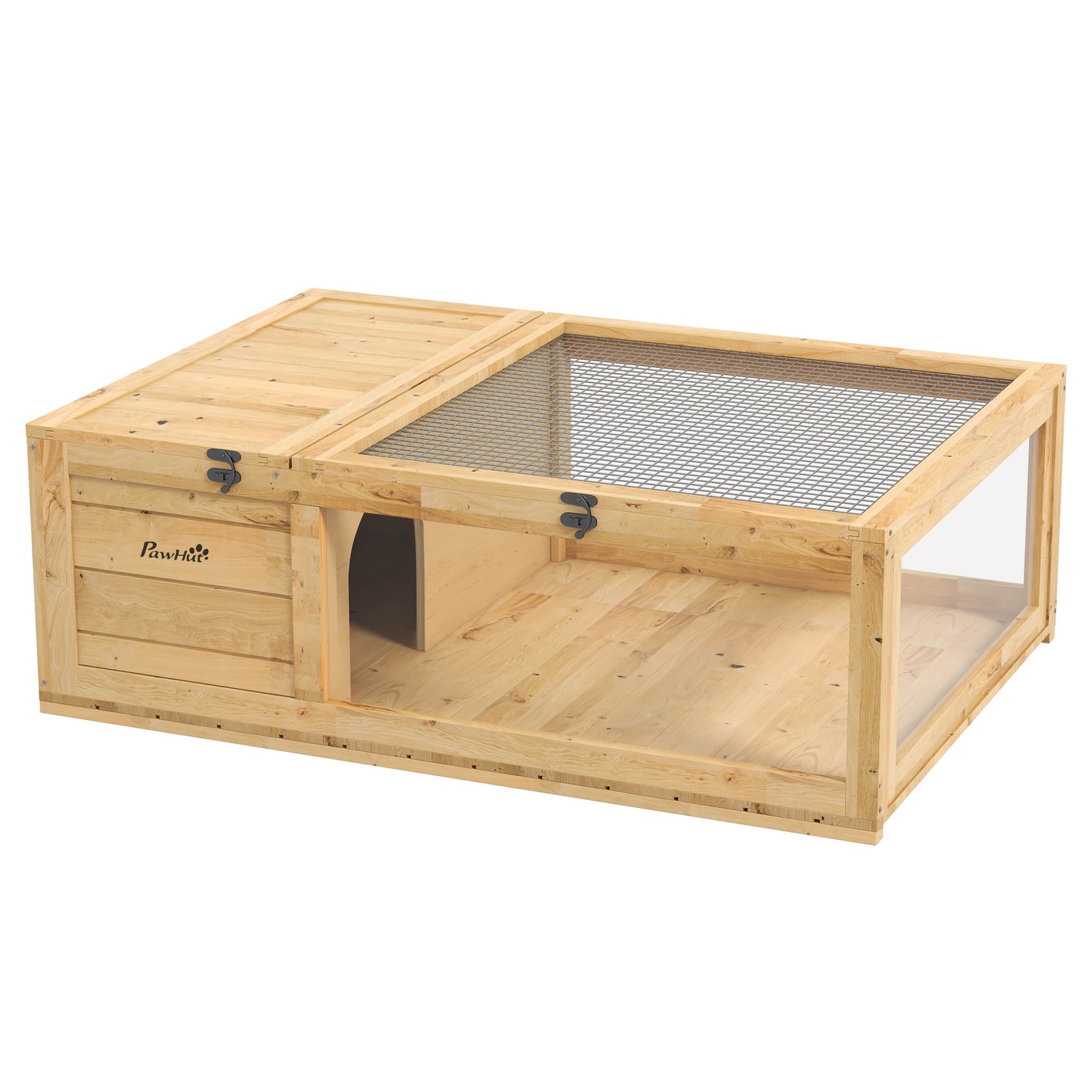 Tortoise House, Small Reptile Wooden House, with Mesh Roofs, Side Panels, for Turtles