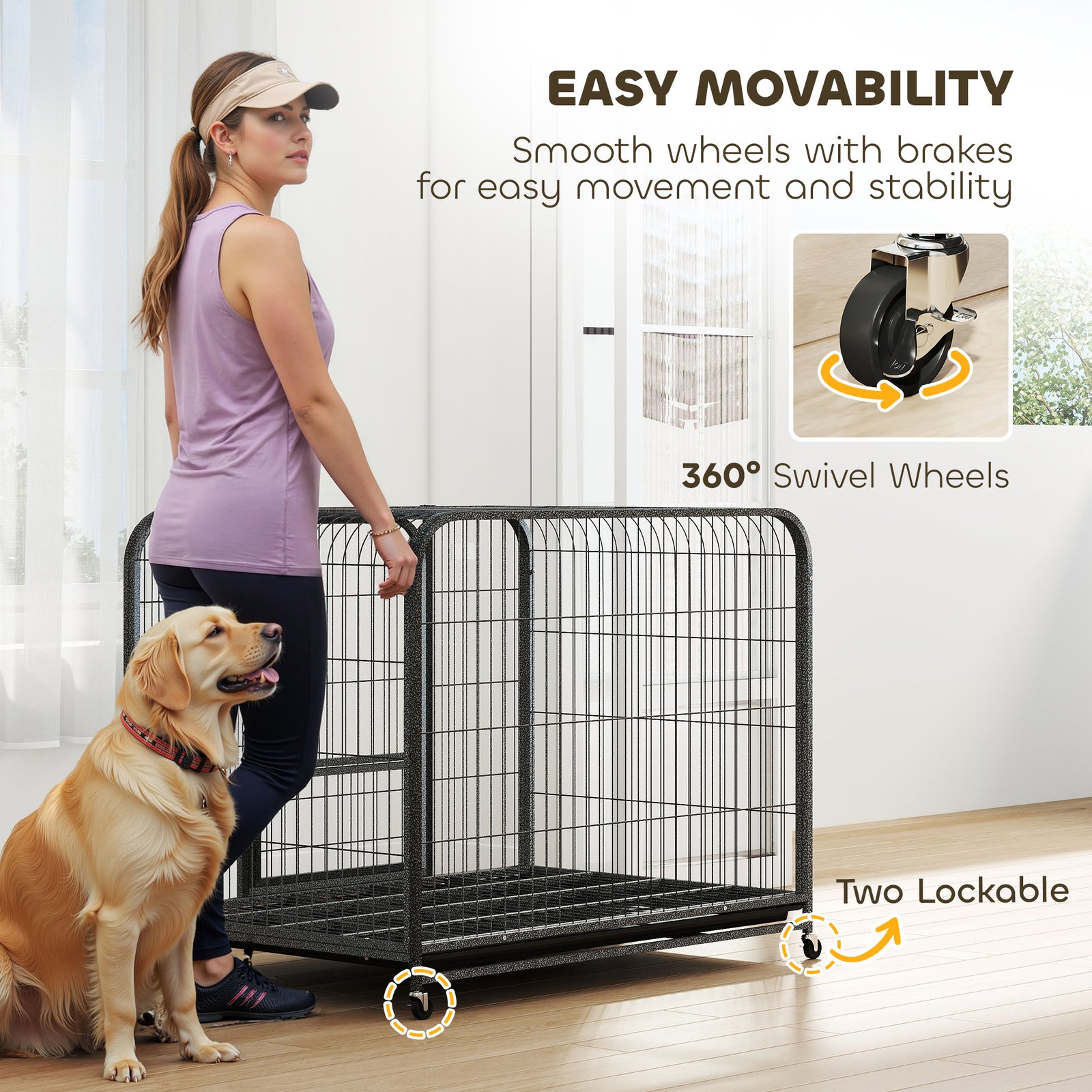 Heavy Duty Dog Crate,116 x 77 x 88 cm, Large Dog Cage for Small to Large Breeds - Image 8