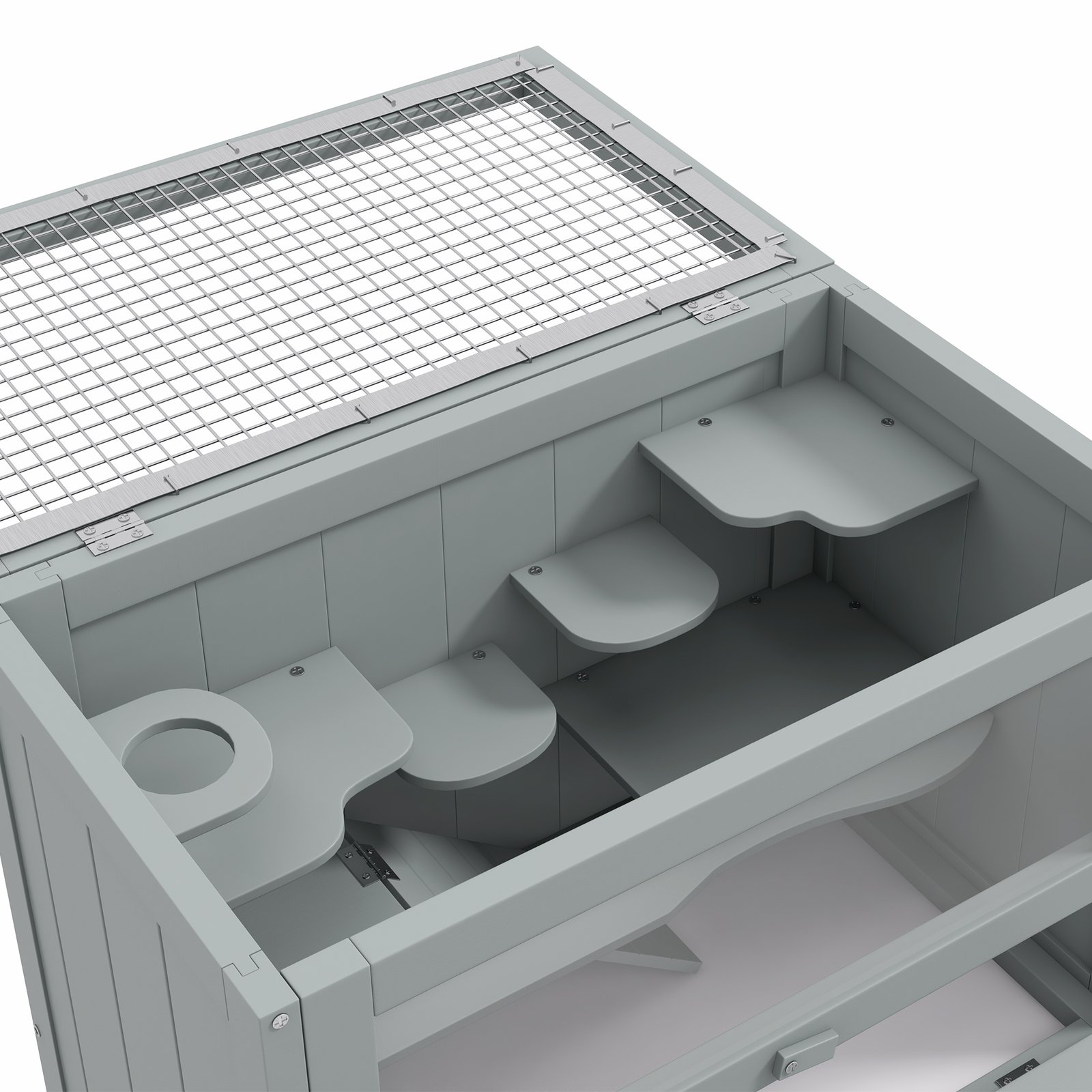 Wooden Hamster Cage Mouse Mice Rodent Small Animals Hutch Exercise Play House 60 x 35 x 42cm, Grey