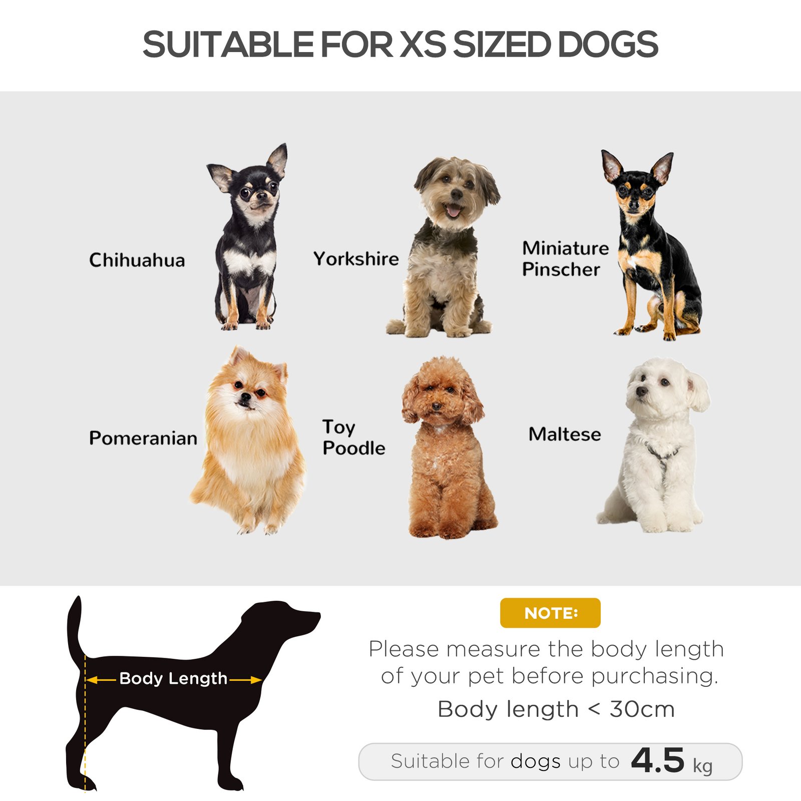 Dog Sofa for XS and S Size Dogs, Pet Chair Bed with Soft Cushion, Cat Sofa Couch with Washable Cover, Wooden Frame, 66.5 x 45 x 35.5 cm, Grey
