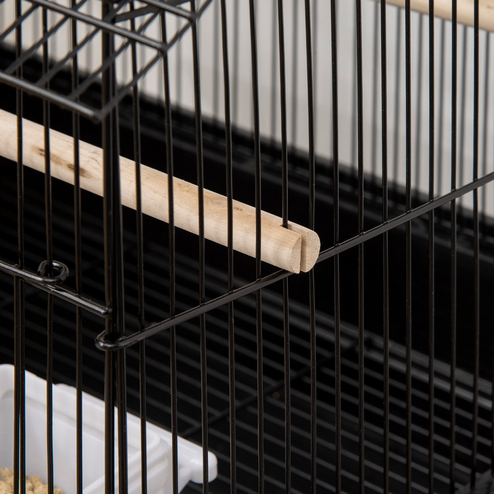 Metal Bird Cage with Plastic Swing Perch Food Container Tray Handle for Finch Canary Budgie 43.5 x 33 x 63 cm, Black - Image 8