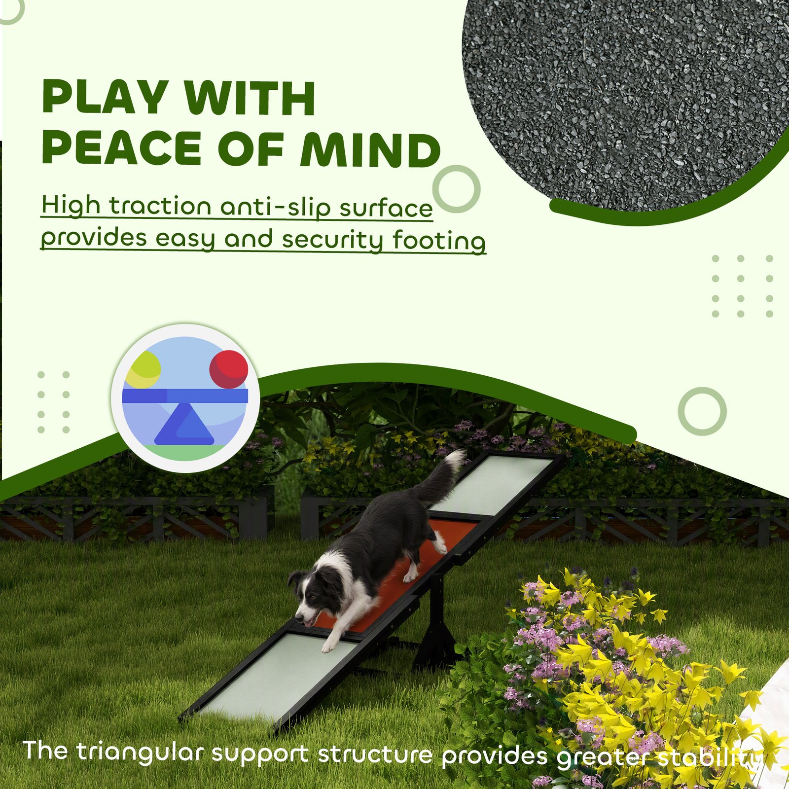 Wooden Pet Seesaw for Big Dogs, Dog Agility Equipment with Anti-Slip Surface - Black