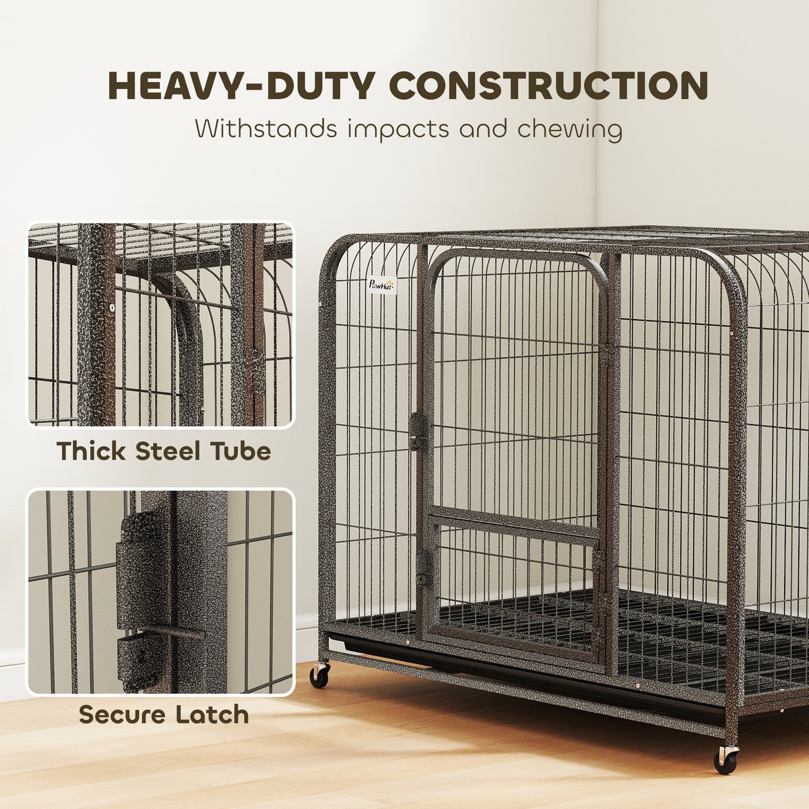 Heavy Duty Dog Crate,116 x 77 x 88 cm, Large Dog Cage for Small to Large Breeds - Image 4