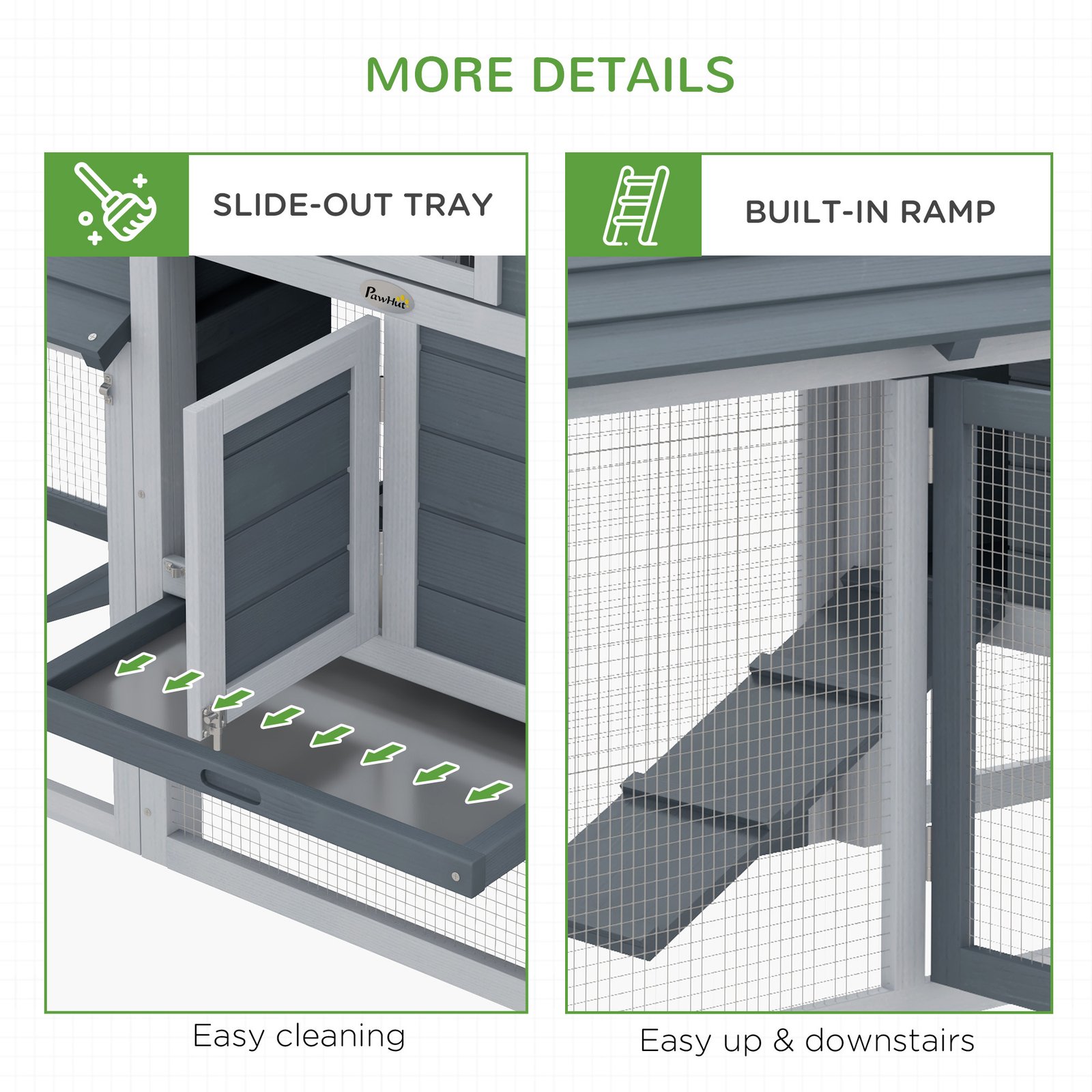 Small Chicken Coop with Run Hen House Poultry Coops Cages Nesting Box Grey 150.5 x 54 x 87cm - Image 7