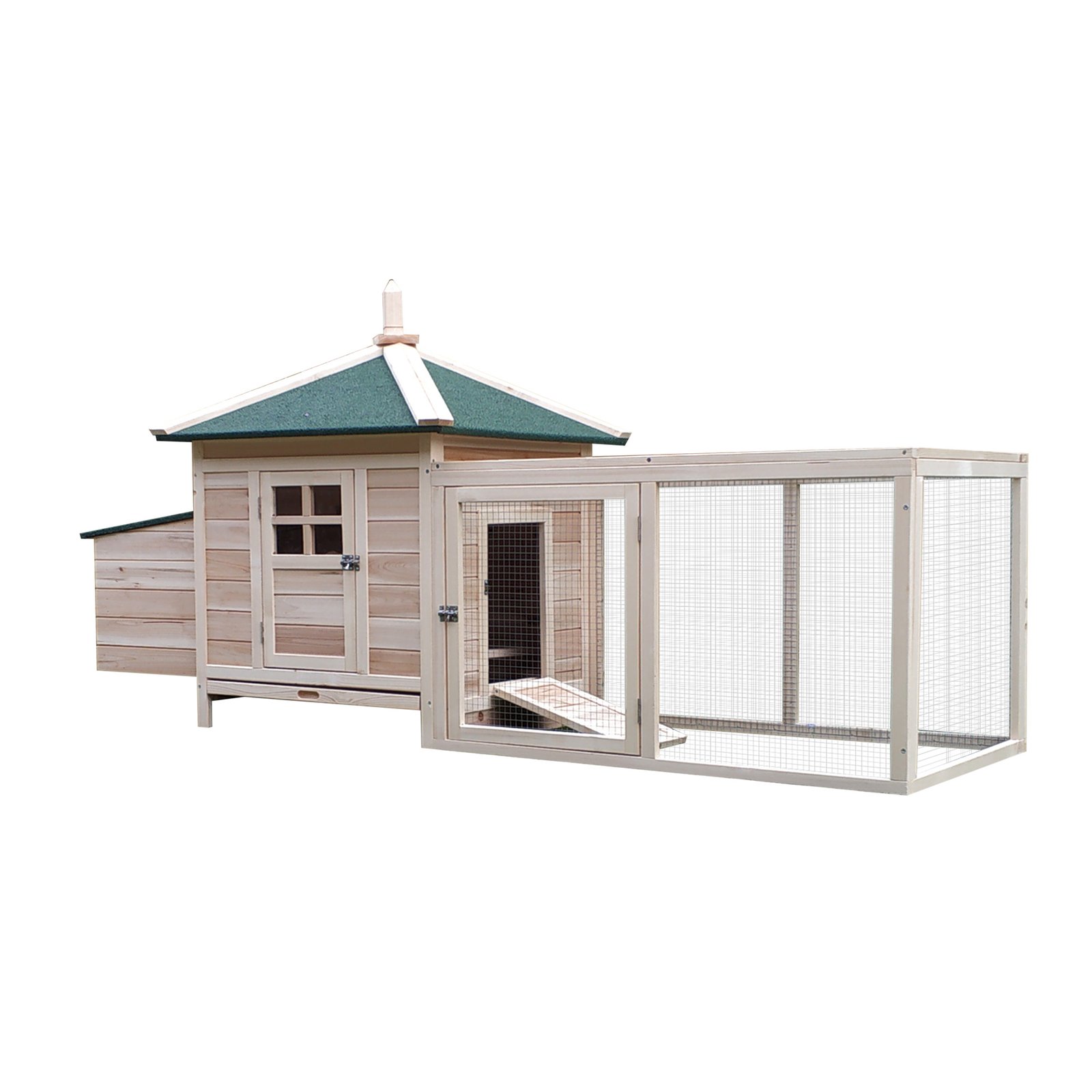 Chicken Coop, Small Animal Pet Cage with Nesting Box, Outdoor Hen House with Run, Wooden