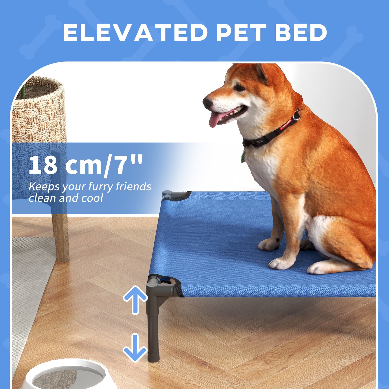 Raised Dog Bed Cat Elevated Lifted Portable Camping w/ Metal Frame