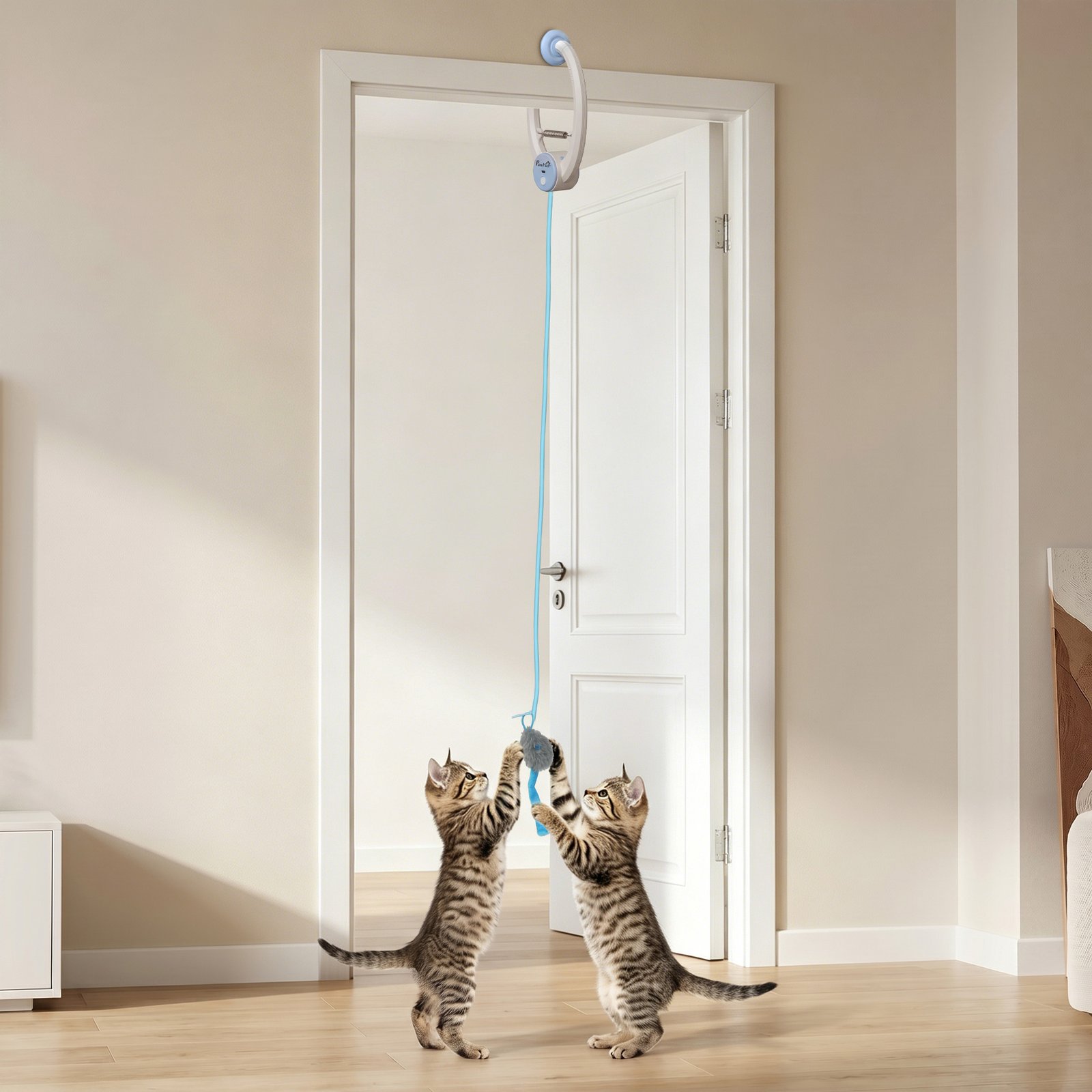 Interactive Cat Toys for Indoor Kittens & Adult USB Rechargeable Door Hanging Bouncing Mouse Teaser
