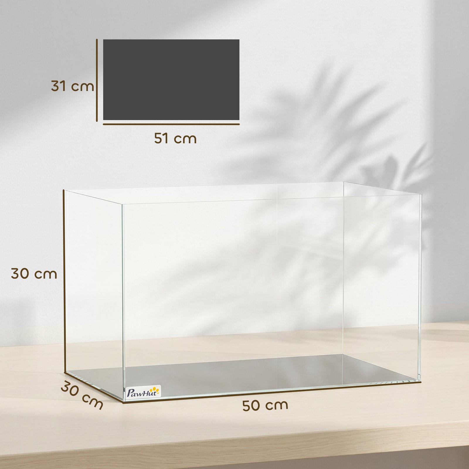 Fish Tank Bare Glass for DIY Glass Aquarium with Protective Base Mat 43L Transparent for Fish Shrimps