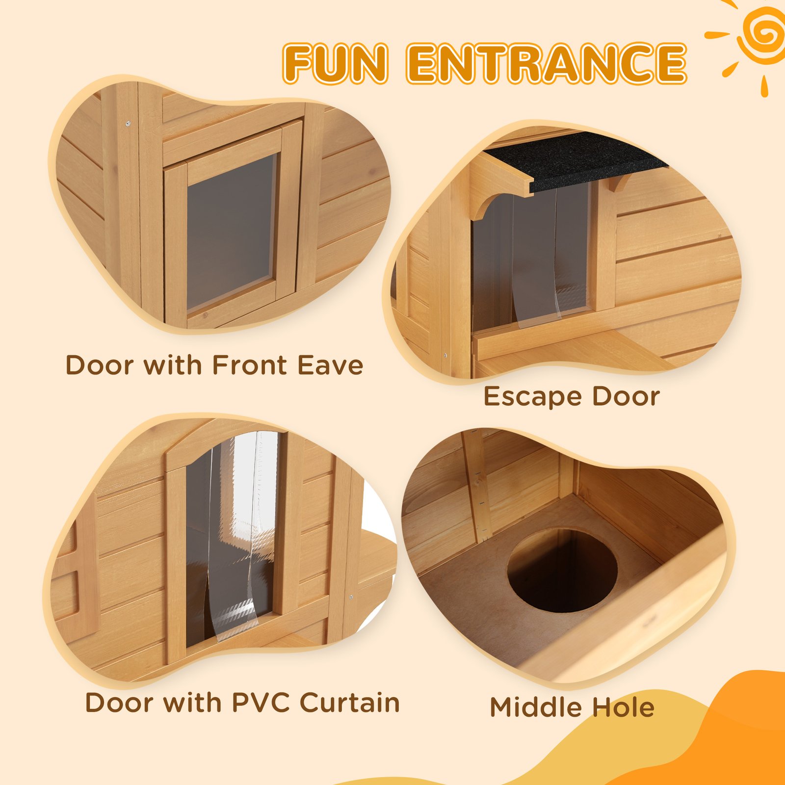  2-story Cat House Outdoor, Weatherproof Wooden Cat Enclosure with Openable Roof, Jumping Platforms, Natural Wood Finish