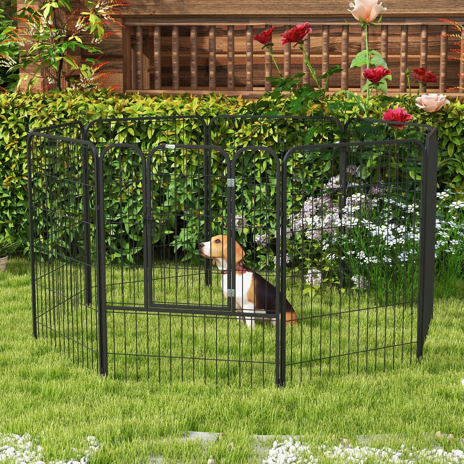 8 Panels Heavy Duty Puppy Playpen, for Large, Medium Dogs, Indoor and Outdoor Use - Black - Image 9