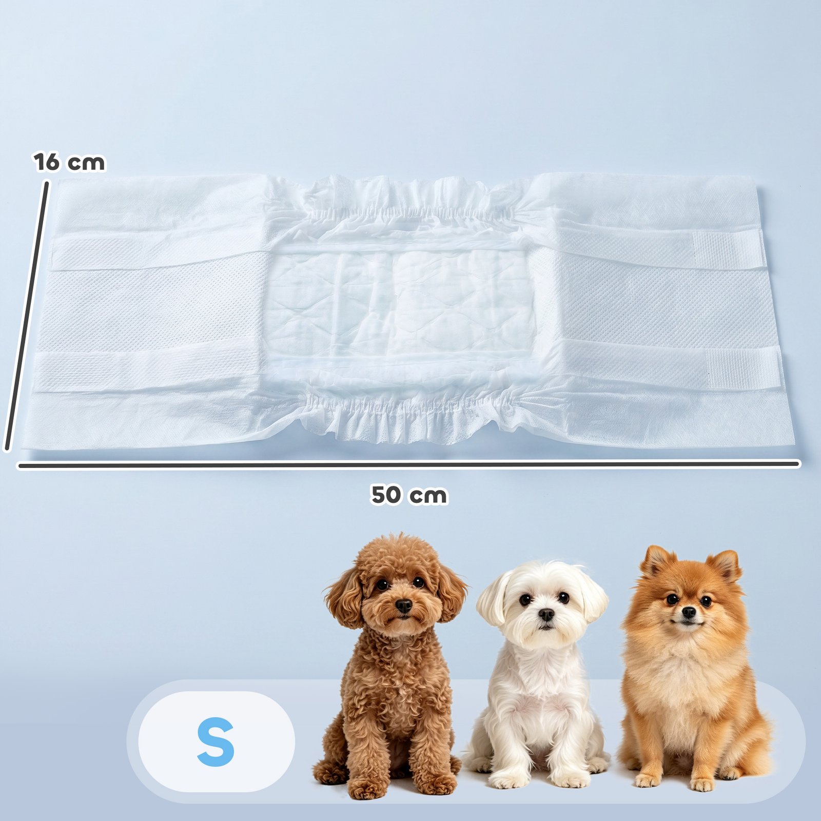Dog Diapers Super Absorbent Leak-Proof Dog Nappies for Male Dogs Size S 30-48 cm Waist