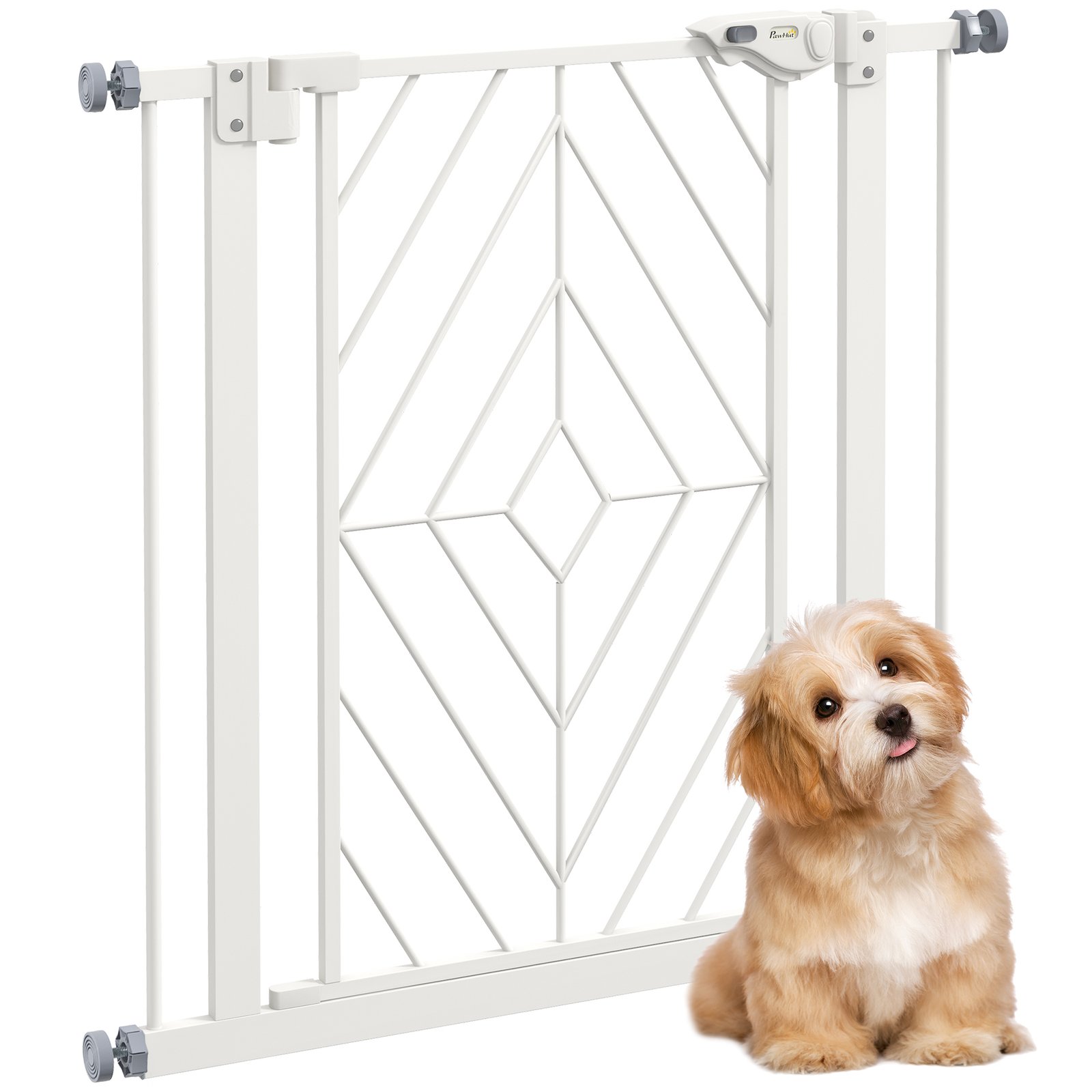 Pressure Fit Stair Gate, Dog Gate, with Auto Closing Door, Double Locking, Easy Installation, Openings 74-80cm - White