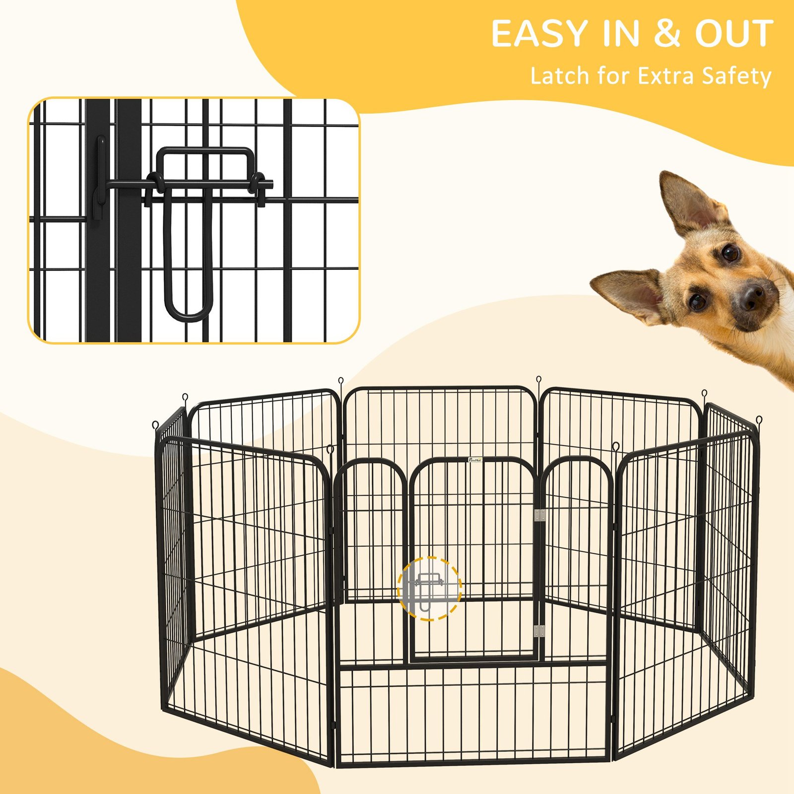 8 Panels Heavy Duty Puppy Playpen, for Small and Medium Dogs, Indoor and Outdoor Use - Black - Image 6