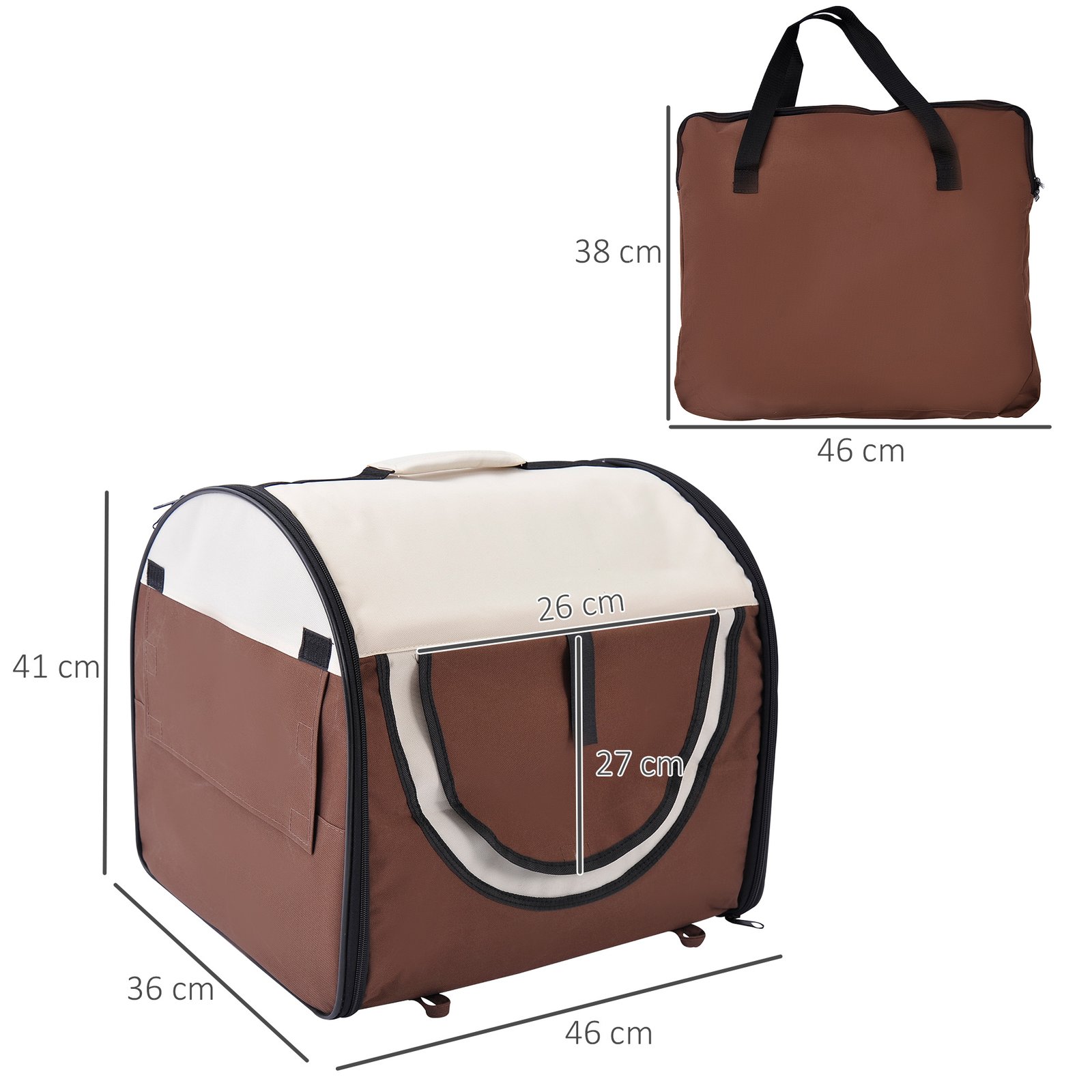 Folding Fabric Soft Pet Crate, 46Lx36Wx41H cm - Brown