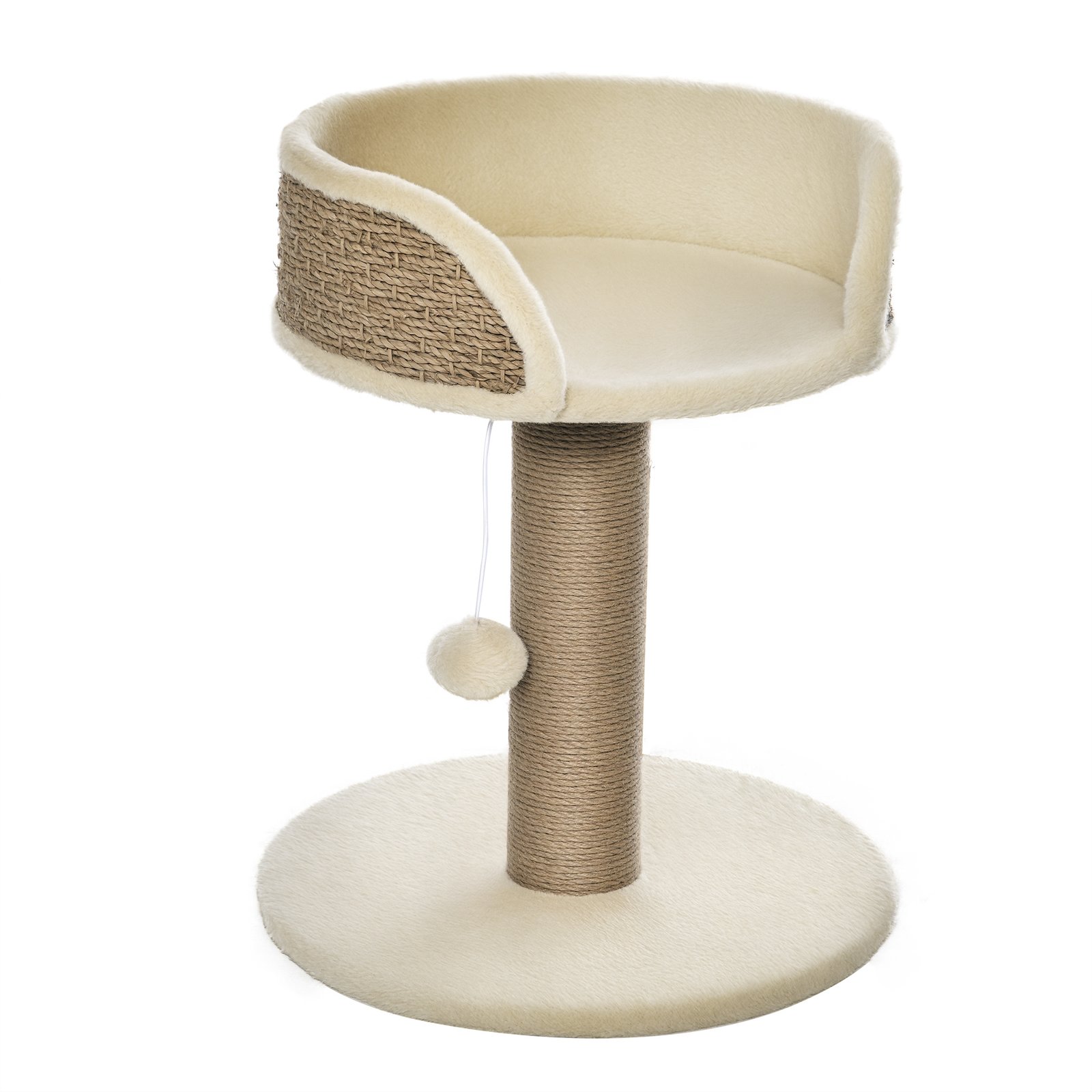 Cat Tree Cat Scratching Post for Indoor Cats Kitten Play Tower Activity Centre Climbing Stand with Dangling Ball Beige
