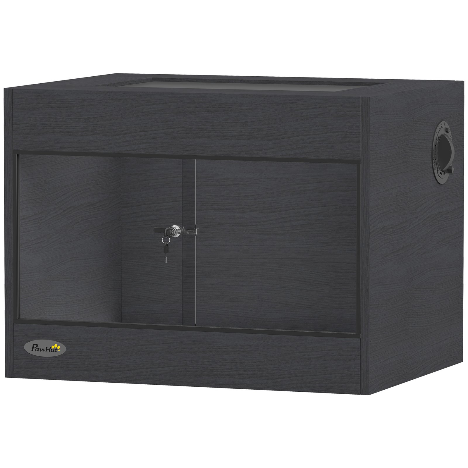 Reptile Terrarium, Reptile Vivarium with Glass Doors, Secure Lock, Top Ventilation for Snake, Gecko, 60x45x45cm, Black