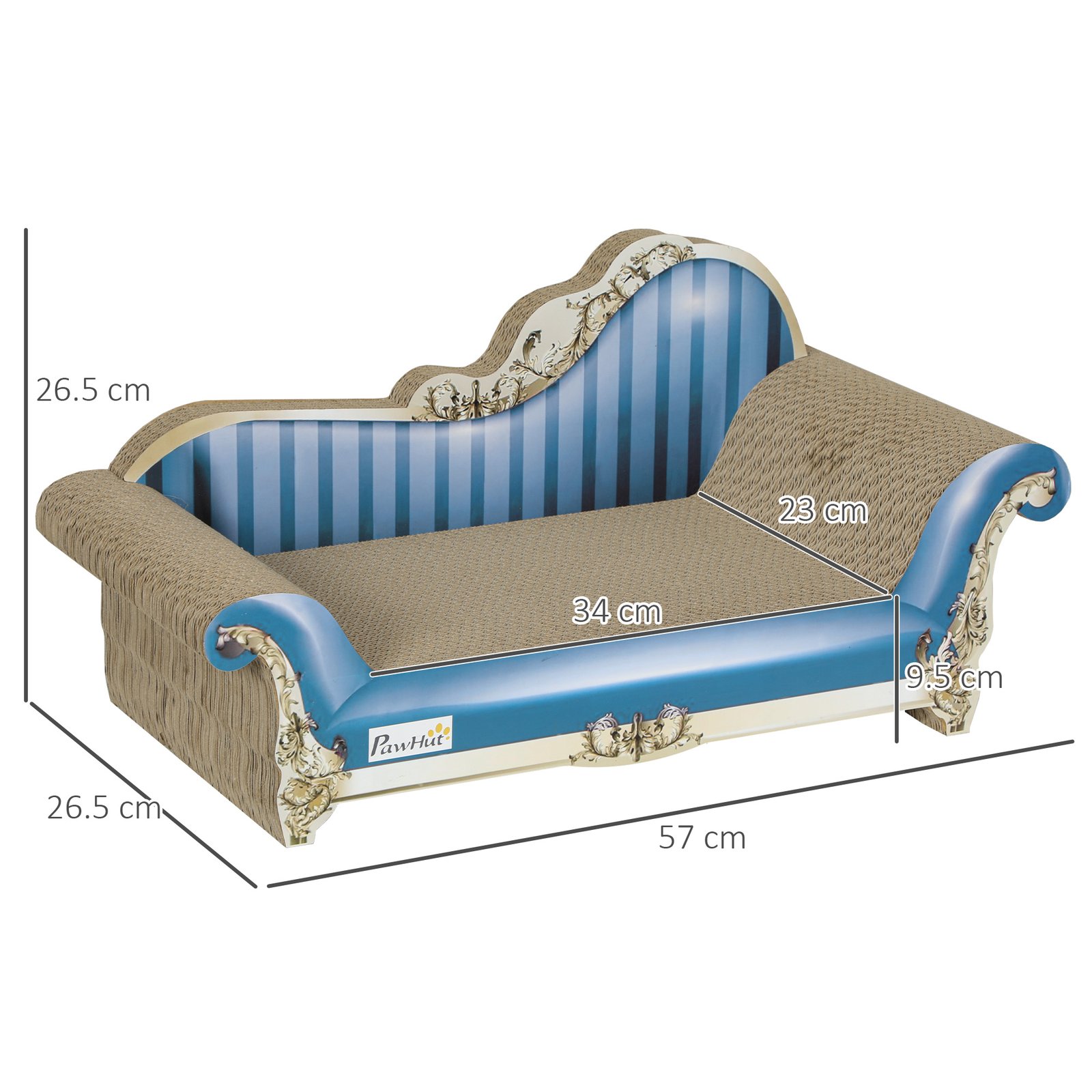 2-in-1 Cat Scratching Board with Catnip for Indoor Cats, 26.5 x 57 x 26.5cm, Blue - Image 3