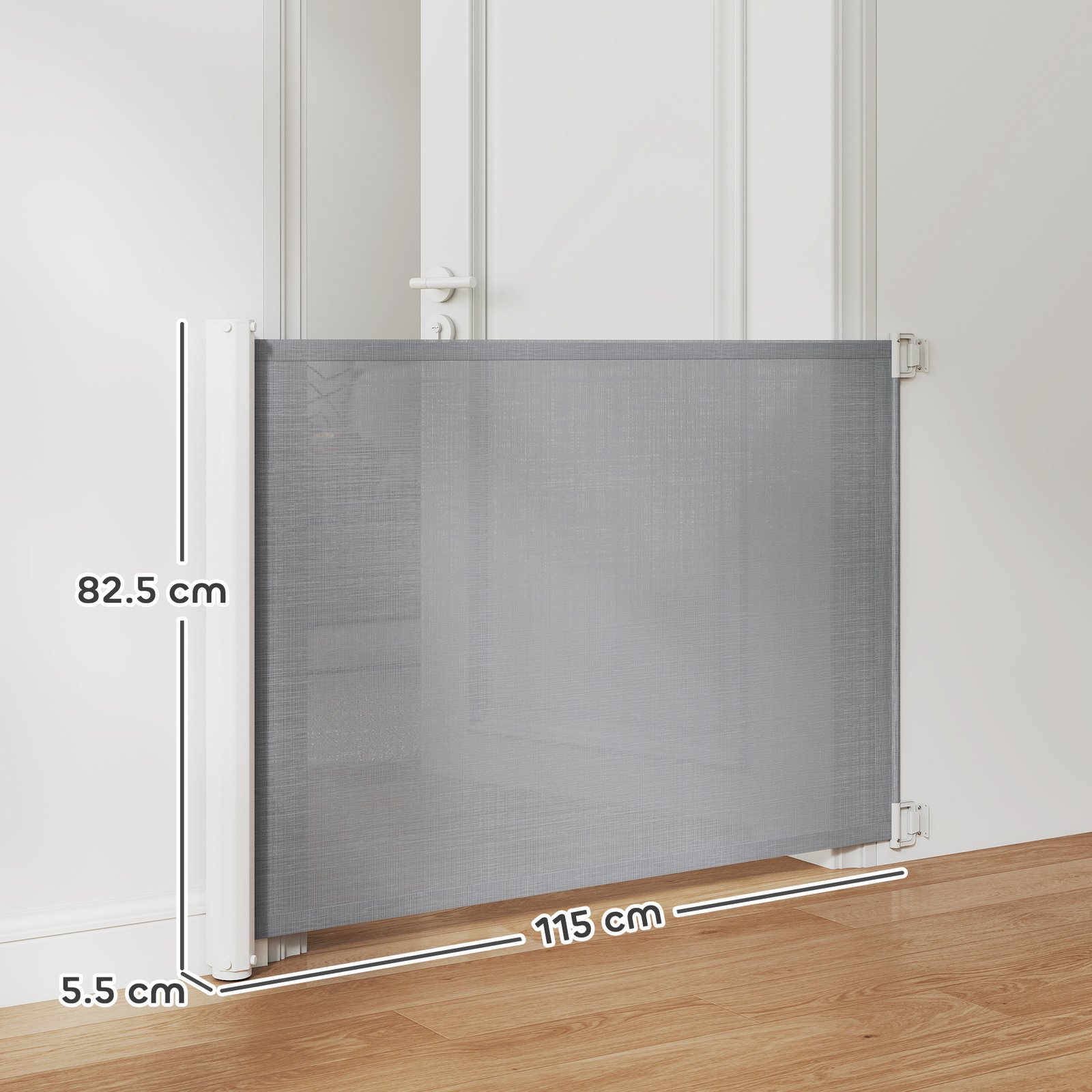 Retractable Pet Safety Gate, Folding Dog Barrier, Grey - Image 3
