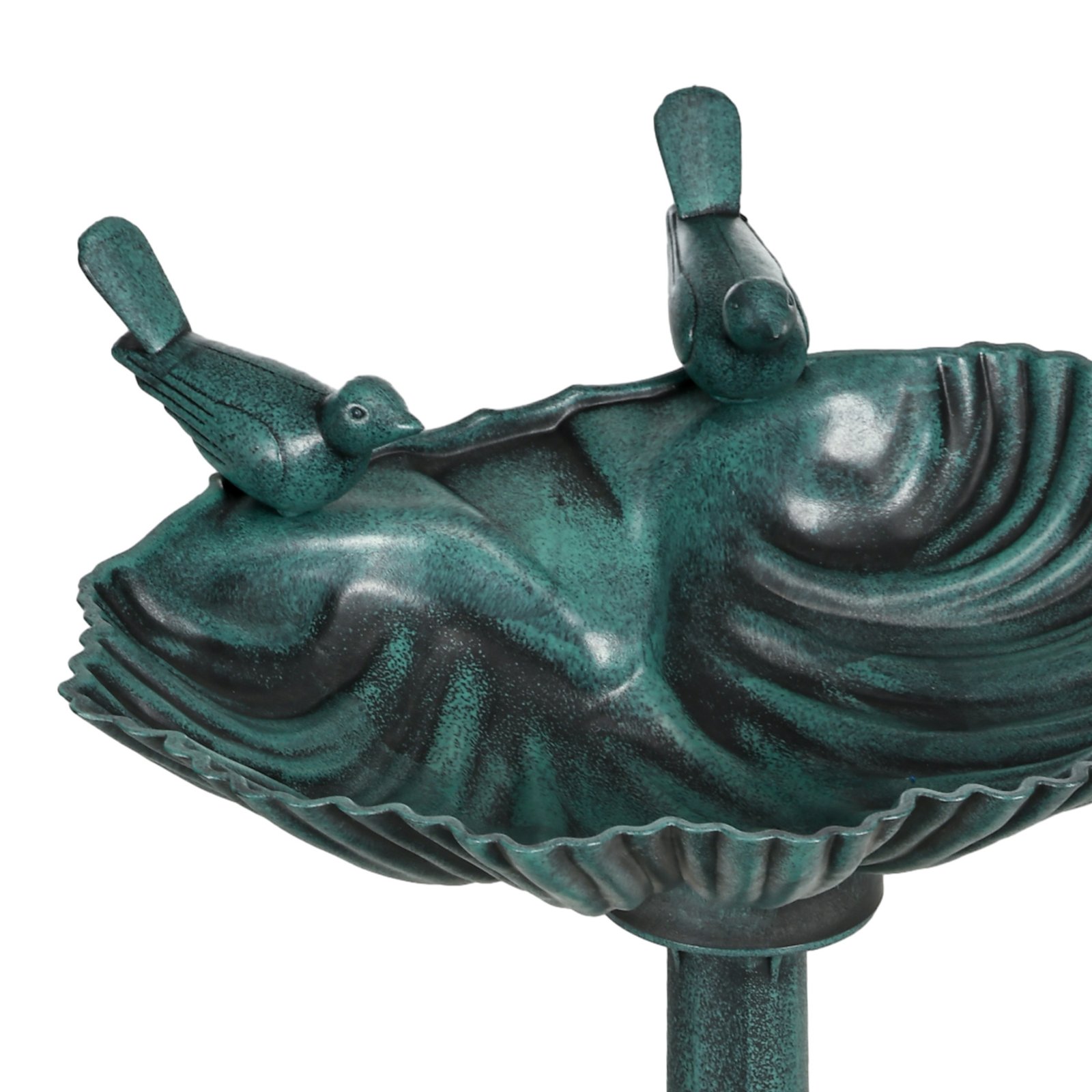 81cm Tall Bird Bath with 2 Decorative Birds, Vintage Style Birdbath with Flower Planter Base, Bird Bath Bowl for Garden, Green