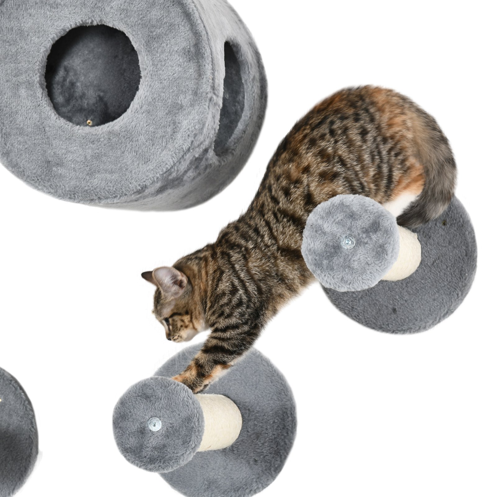 5PCs Cat Wall Furniture with Perch, Cat House, Scratching Post - Image 8