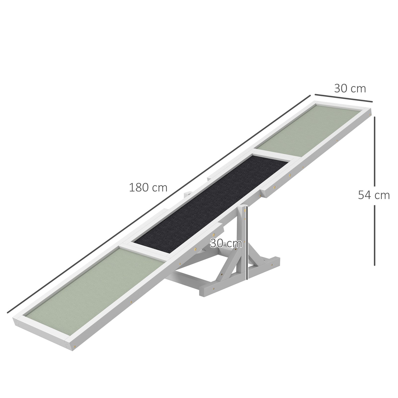 Wooden Pet Seesaw for Big Dogs, Dog Agility Equipment with Anti-Slip Surface - White - Image 2