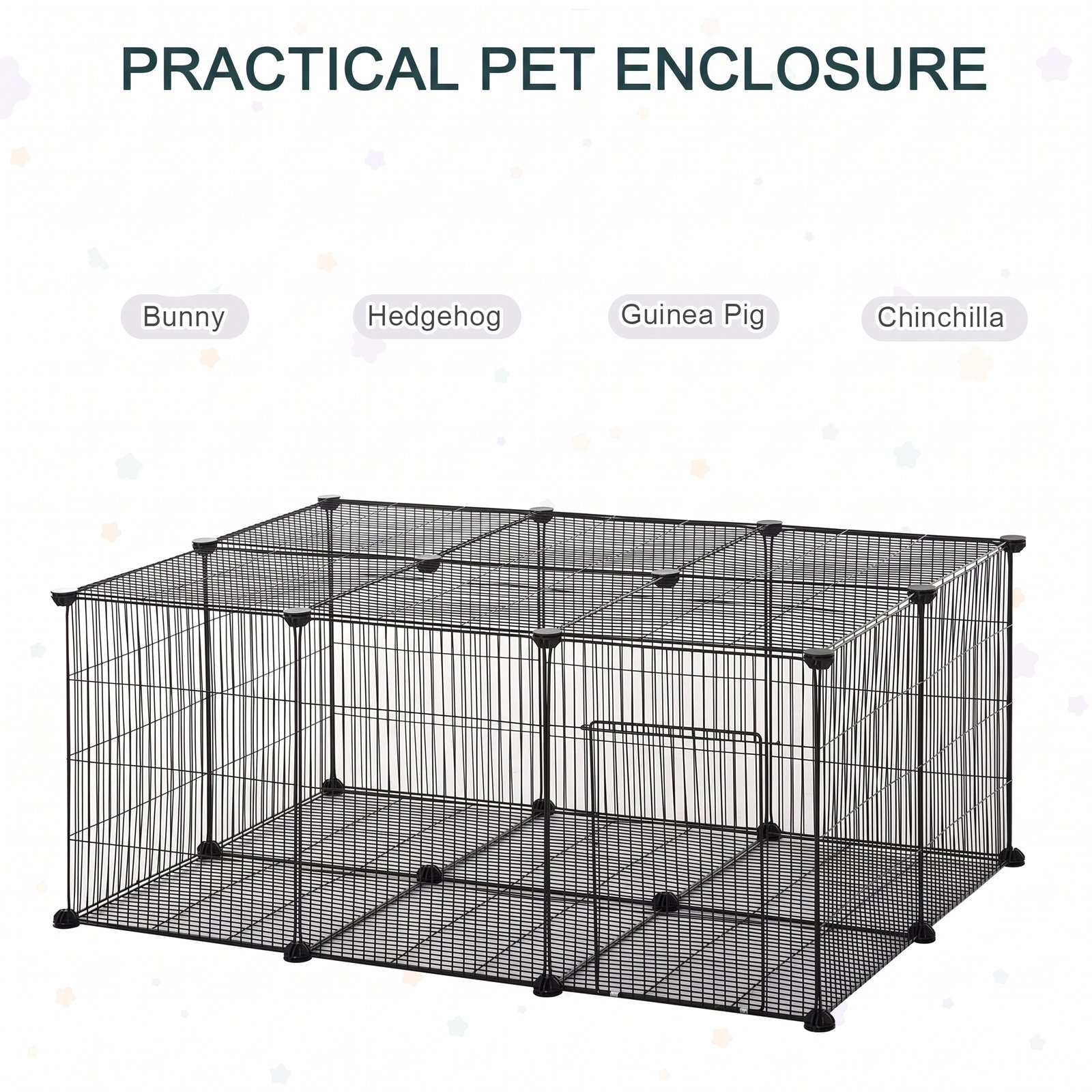 Pet Playpen DIY Small Animal Cage Metal Fence with Door, 22 Pieces, for Bunny Chinchilla Hedgehog Guinea Pig