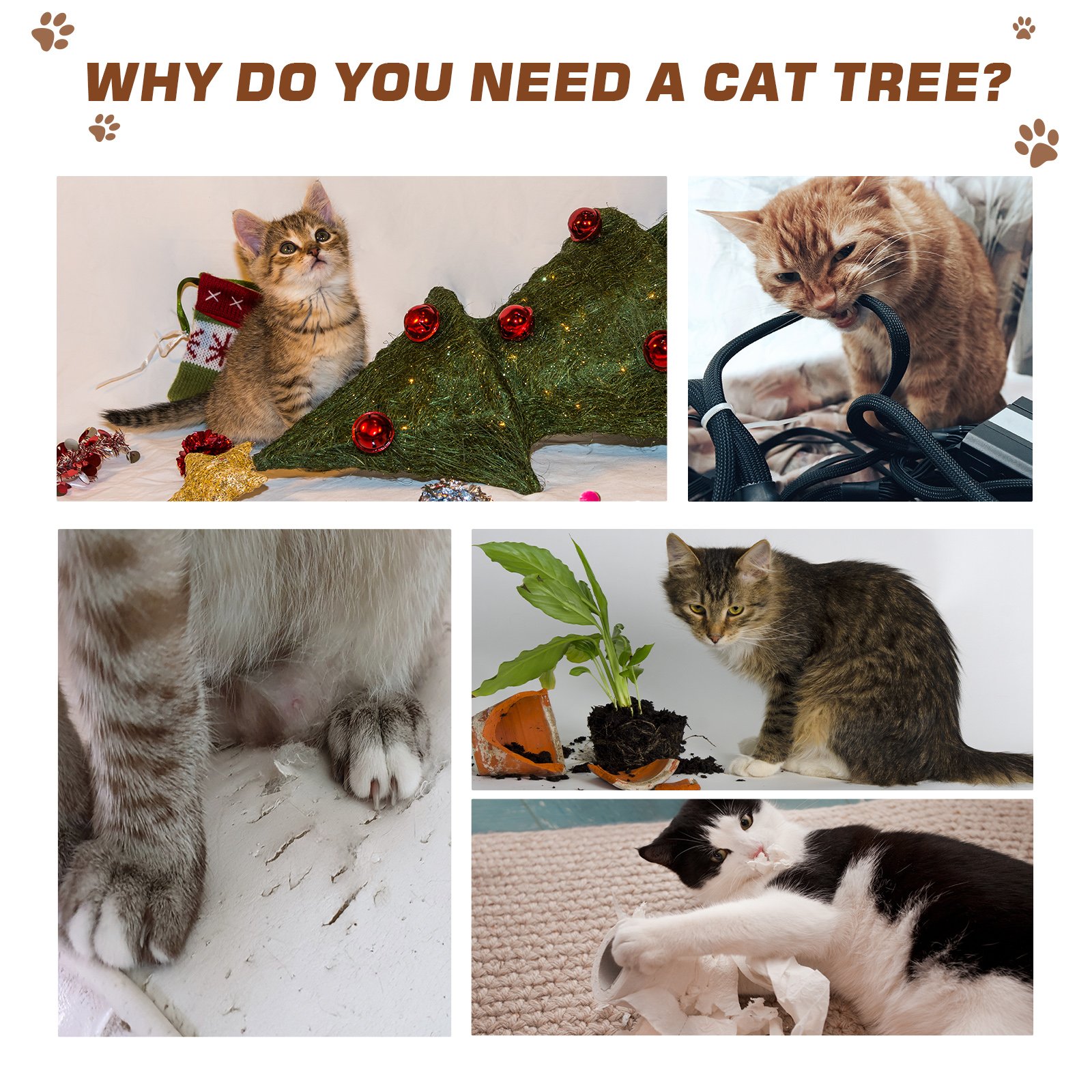 Cat Tree for Indoor Large Cats 113cm Kitten Tower Condo Jute Scratching Post Kitten Play House Activity Center Furniture - Image 6