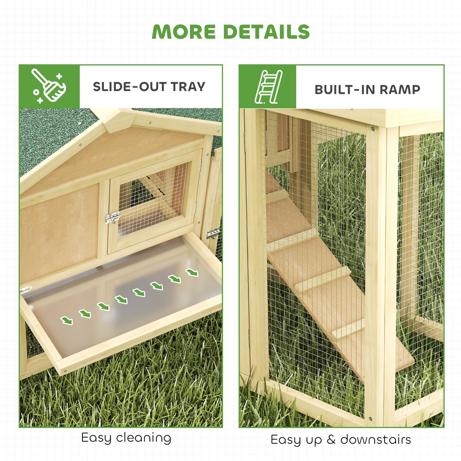 Large Chicken Coop, Wooden Outdoor Chicken Cage Poultry Hen House with Nesting Box