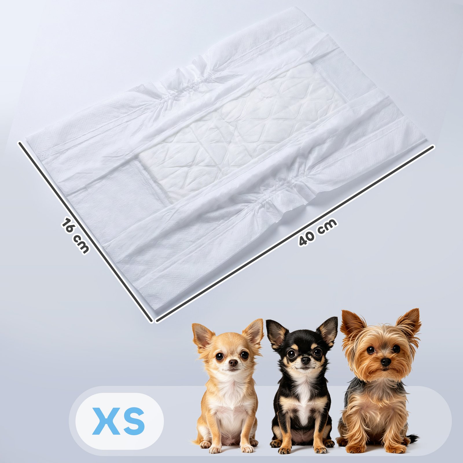 Dog Diapers Super Absorbent Leak-Proof Dog Nappies for Male Dogs Size XS 20-28 cm Waist