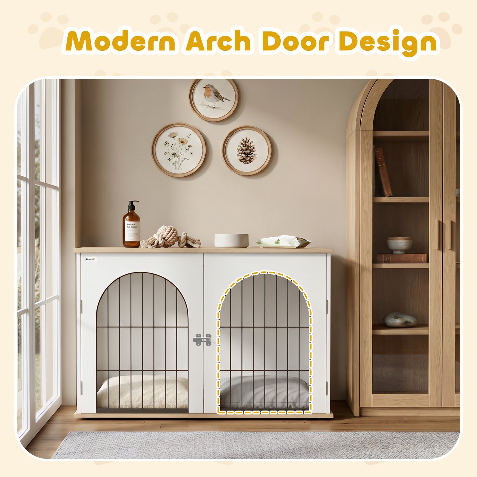 Dog Crate Furniture, Indoor Dog Cage with Double Doors for Large Breeds, Pet Kennel End Side Table - Image 5